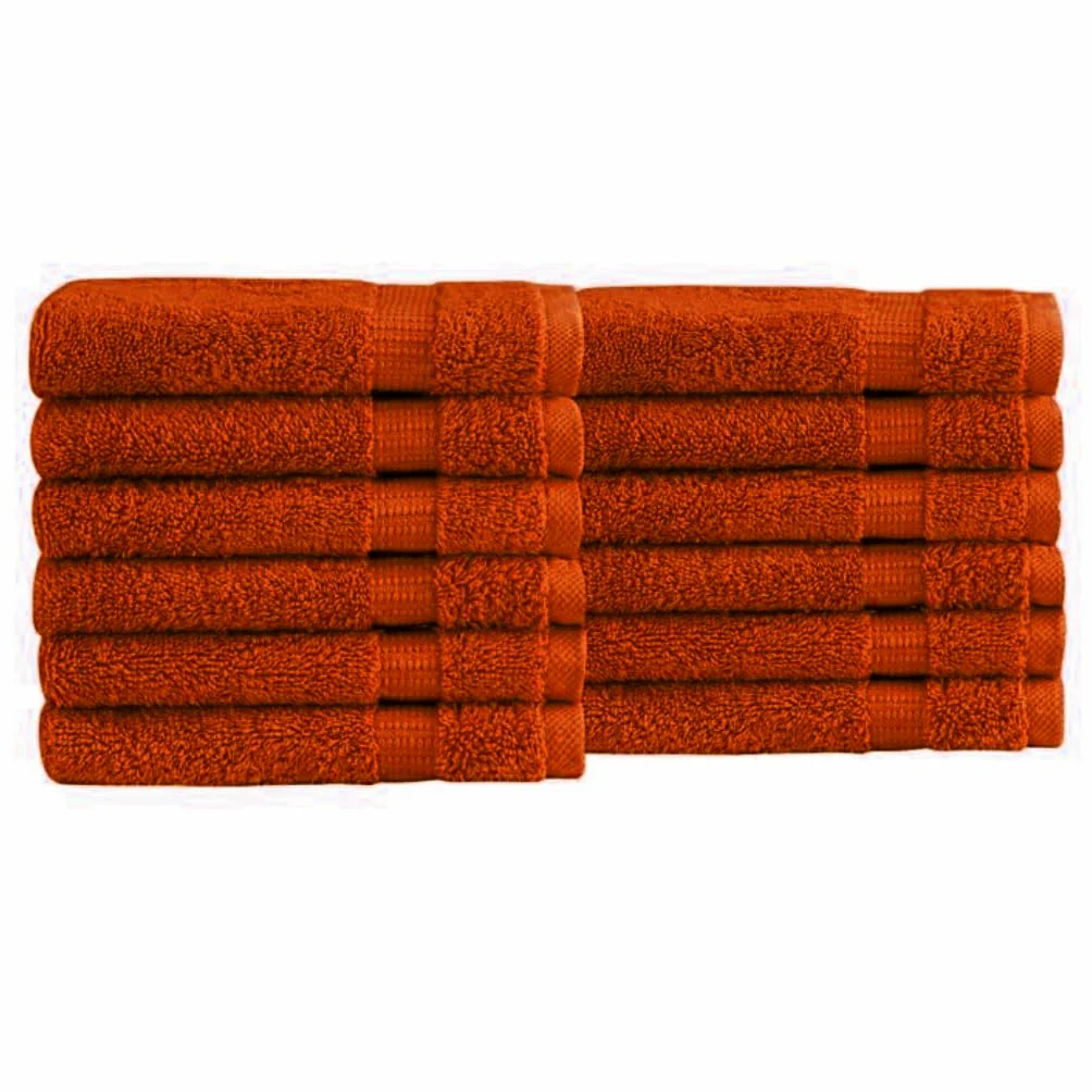 Paquete de 6, 12, 24, 36, 48, 72, 96 toallas faciales, 100% algodón egipcio, franela suave, para el gimnasio, desmaquillante, toalla para los dedos (6, naranja)