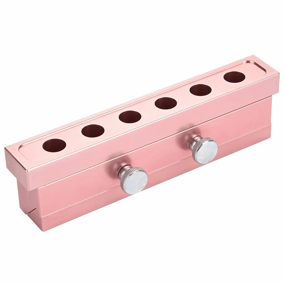 Molde de barra de labios DIY de aleación de aluminio, oro rosa, soporte para bálsamo labial, herramienta de doble uso (6 agujeros)