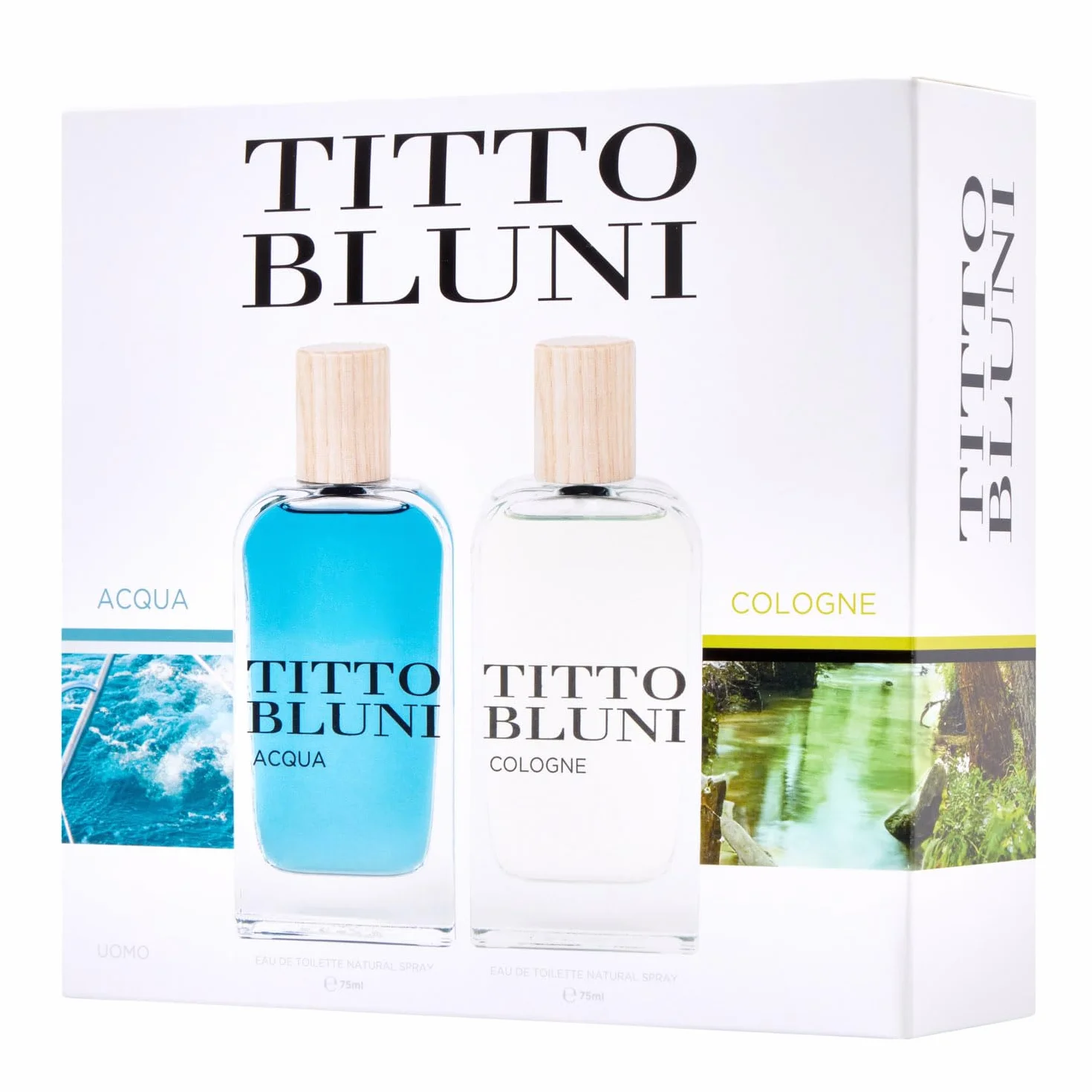 TITTO BLUNI Acqua y Cologne Uomo 75 ml Estuche de Regalo Hombre Perfume Spray Eau de Toilette Masculina