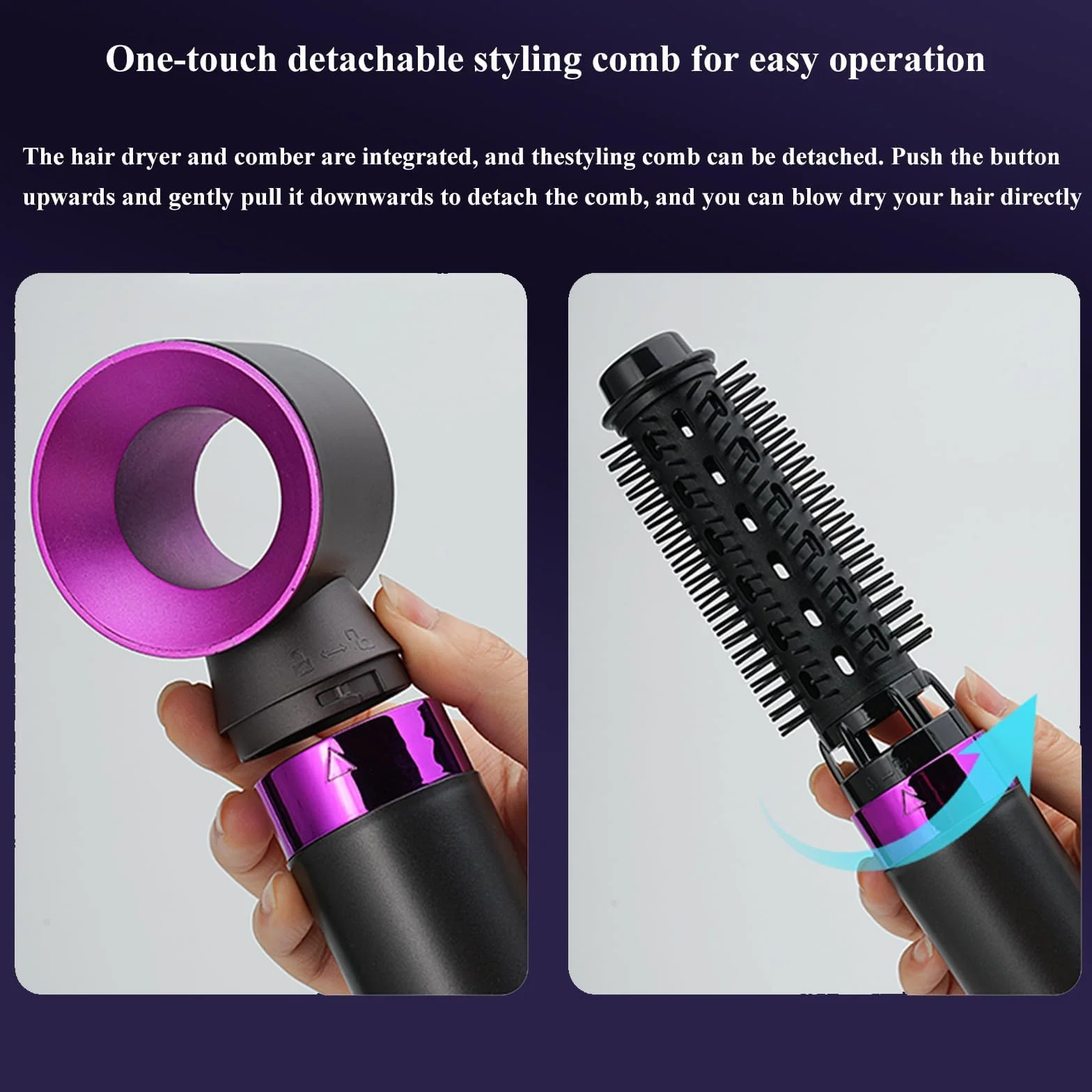Cepillo de Aire Caliente Air Styler Set, Moldeador de Pelo con Tecnología Ion, 3 Temperaturas, 5 Cabezales, Negro