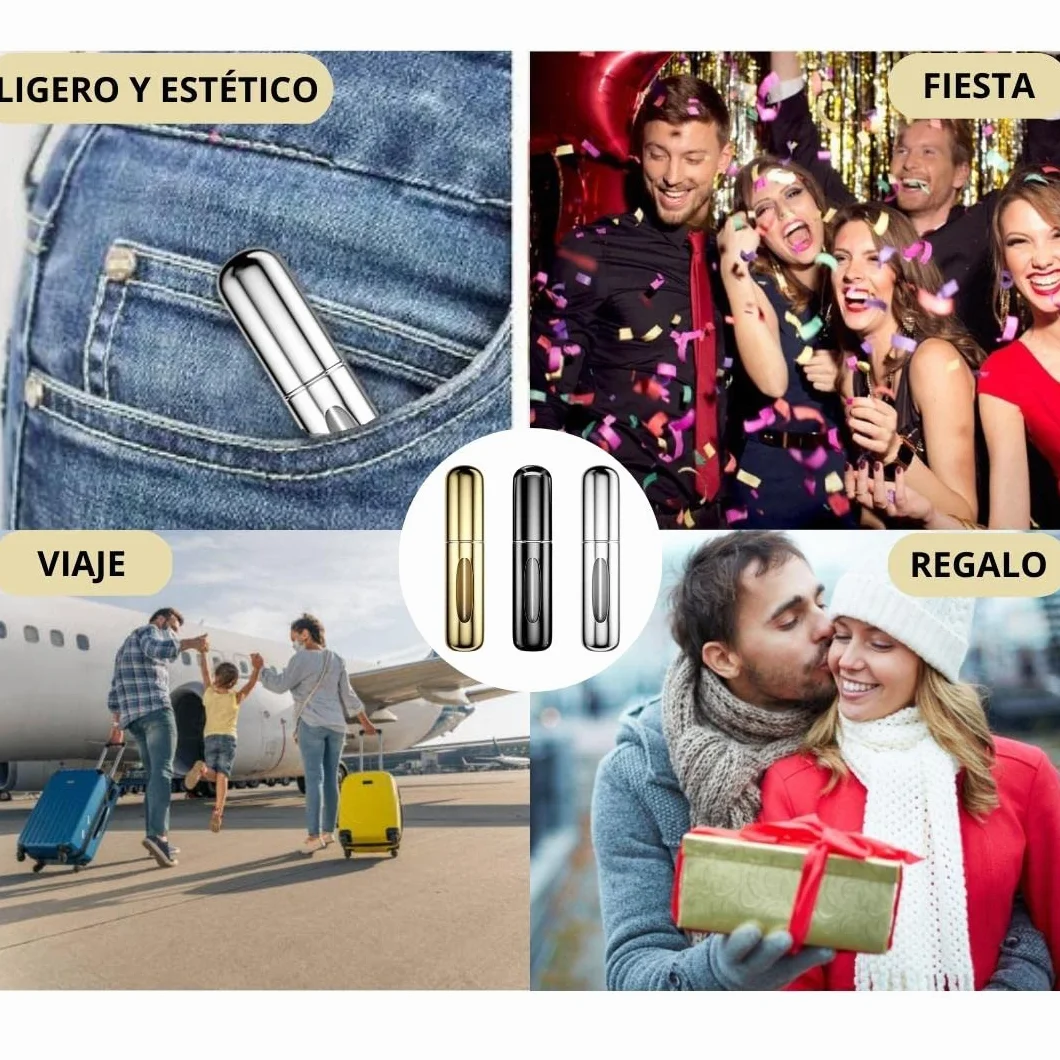 Atomizador Perfume Recargable 5ML 3 PCS, Mini Botella Rociadora Portátil, Pulverizador Colonia sin Fugas