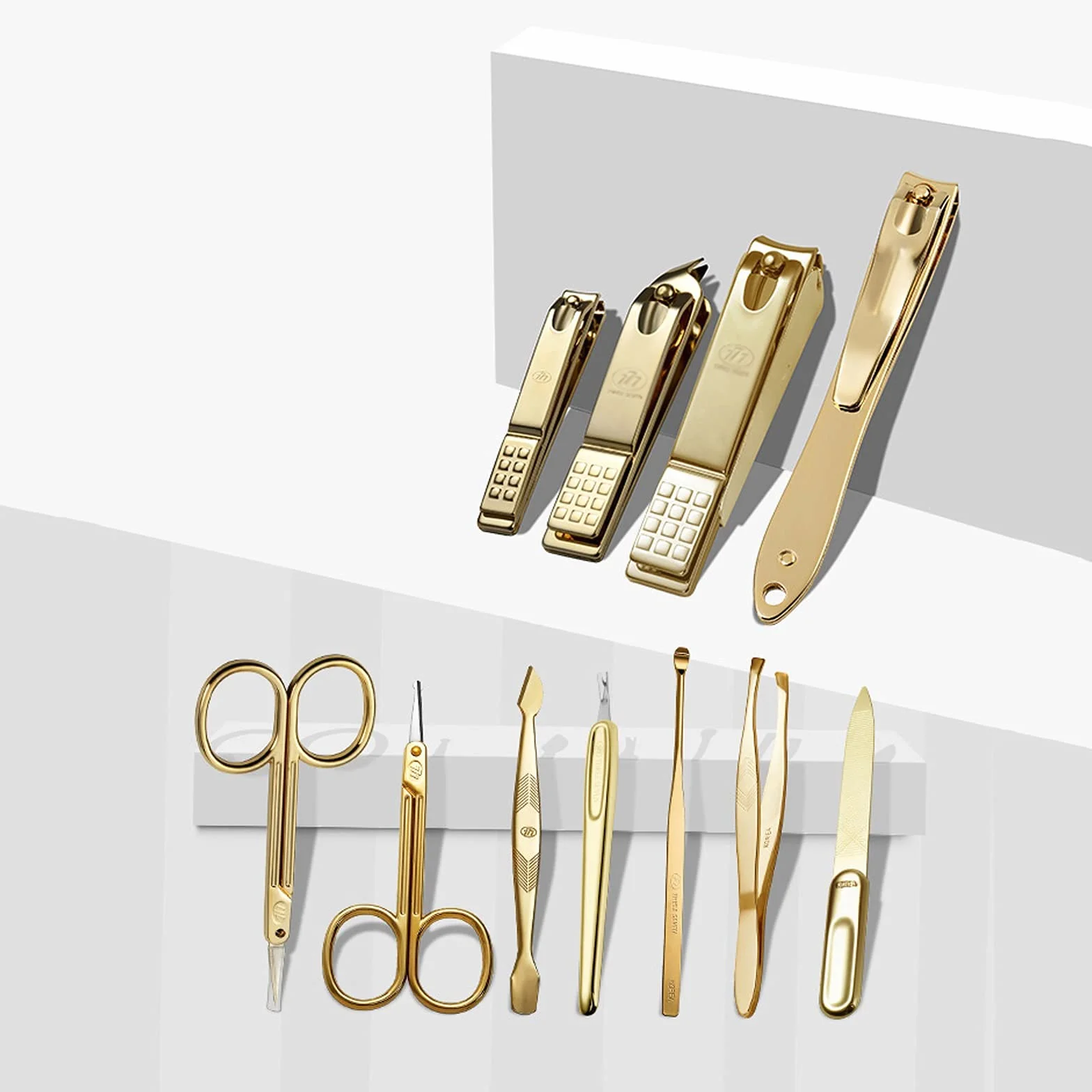 Set de manicura Set de manicura Cortaúñas Kit de pedicura -11 Piezas Kit de manicura de Acero Inoxidable Herramientas portátiles para el Cuidado de Las uñas con Estuche de Viaje de Cuero (AZ