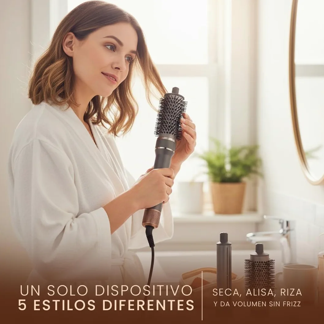 SOGO Cepillo Secador de Pelo 5 en 1 - Moldeador de Pelo con Tecnología Coanda para Peinados Sin Frizz - Secador Moldeador con Motor BLDC y Aire Frío - Cepillo Alisador con Accesorios