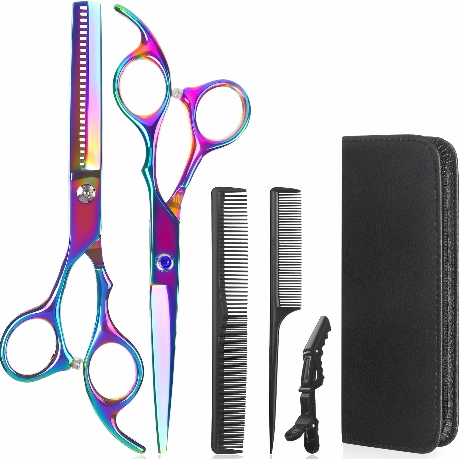 Lictin Tijeras de Peluquería Profesional Acero Inoxidable 6.7" Kit 4 en 1 con Peine y Caja