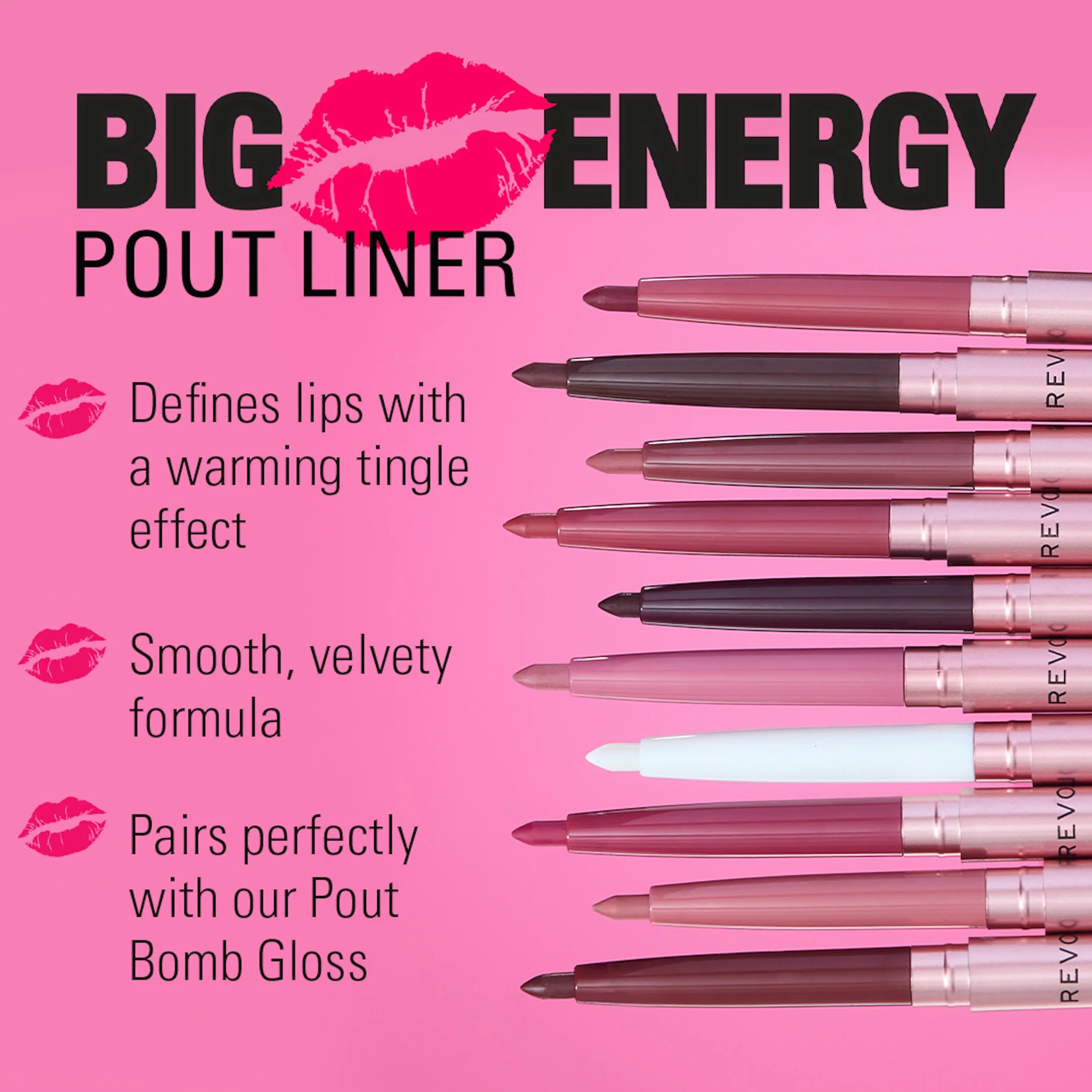 Revolution Beauty Pout Bomb Delineador Voluminizador Larga Duración Ácido Hialurónico Vitamina E Transparente