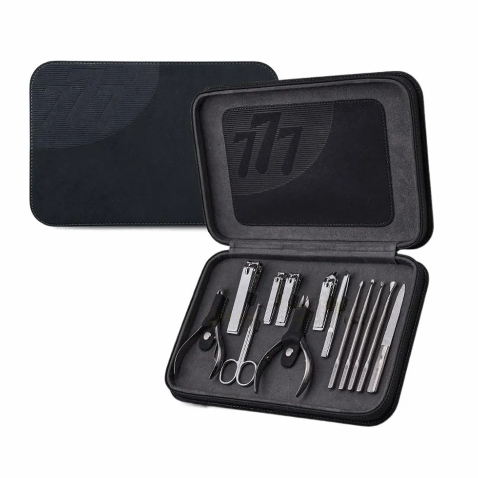 Juego de cortaúñas para hombres, kit profesional de uñas de 13 piezas, kit de cuidado de uñas de acero inoxidable, kit de pedicura para hombre, kit de aseo para pies, cortador de uñas y cortaúñas de