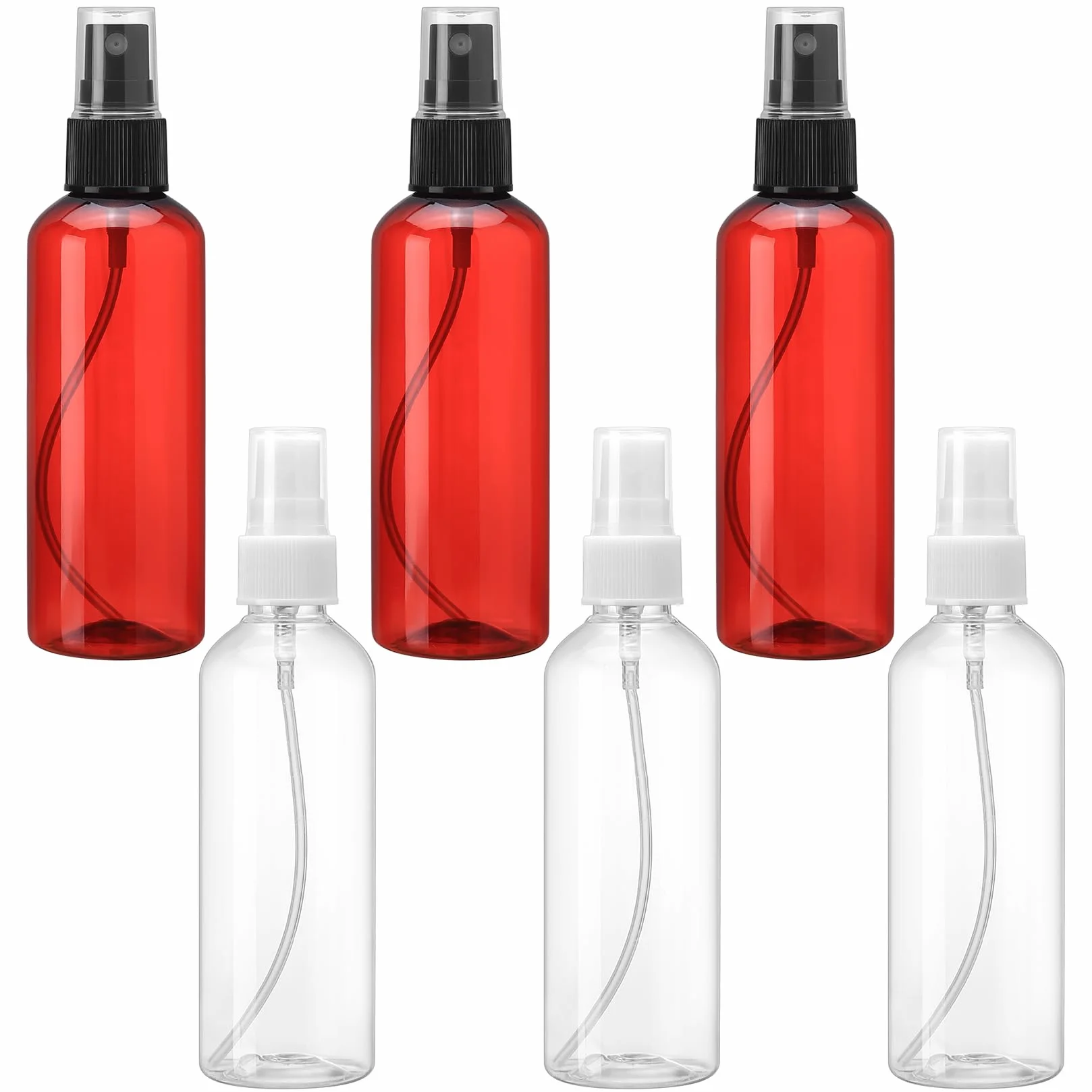 Botellas de Spray Pequeñas 100 ml Vacías para Agua, Cosméticos y Viaje (Transparente/Marrón)