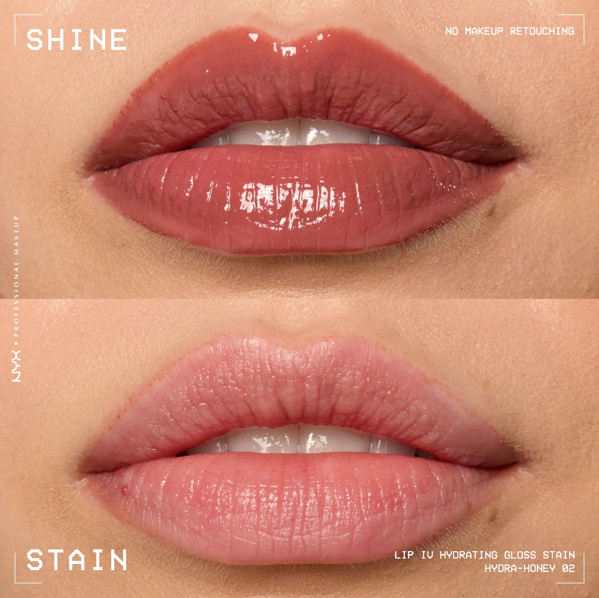 NYX Professional Makeup Lip IV Hydrating Gloss Stain, Hydra-Honey, Brillo de Labios Hidratante, Color y Brillo Efecto Húmedo, 12H Hidratación