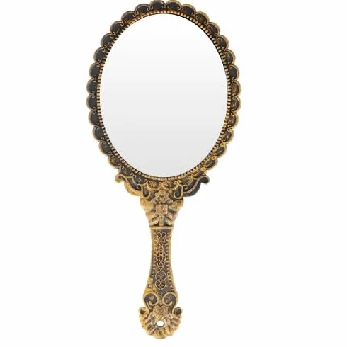 Espejo de mano vintage bronce para maquillaje y viaje