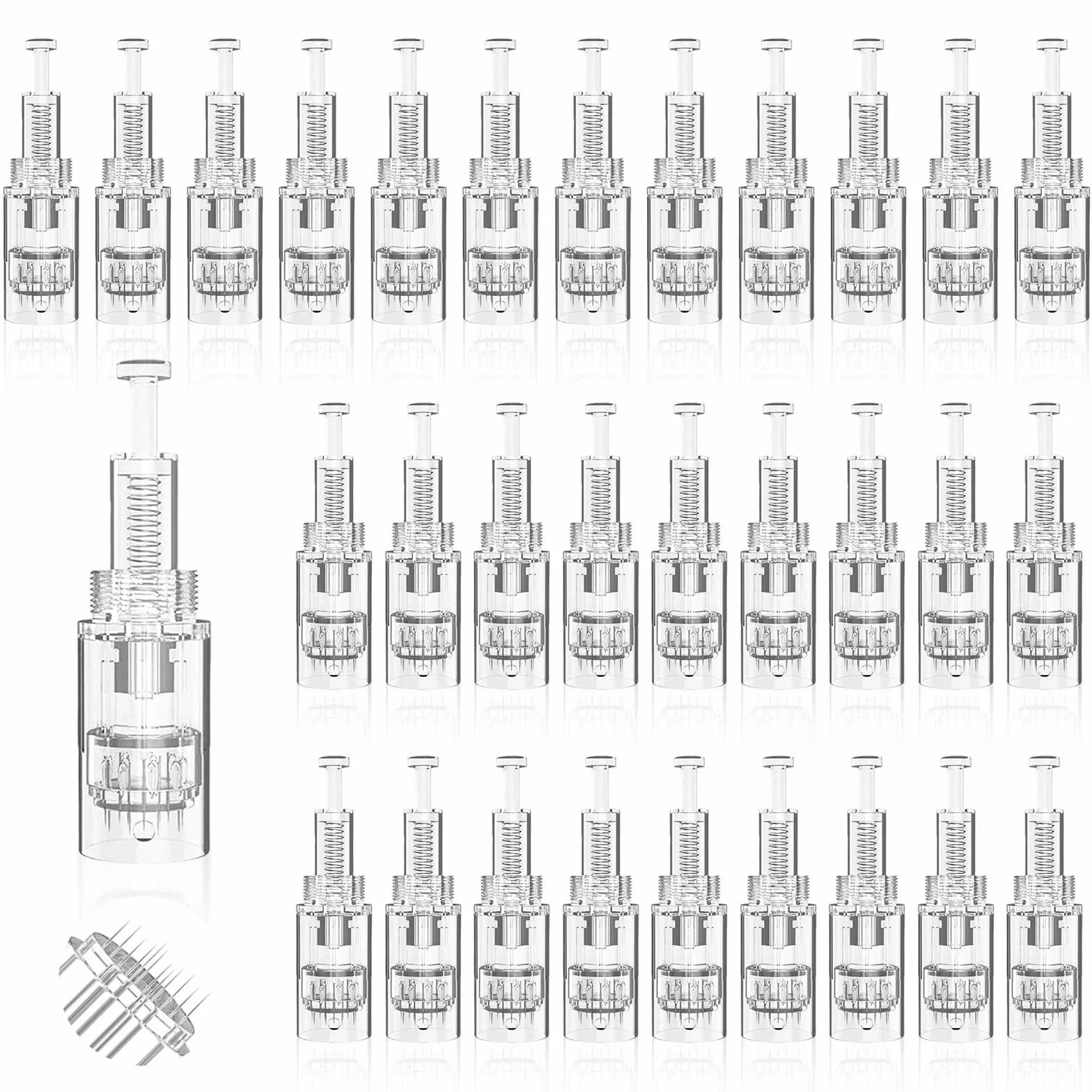 Agujas Dermapen Microneedling 30 Piezas, 12 Pin Micro Aguja de Repuesto para Antienvejecimiento