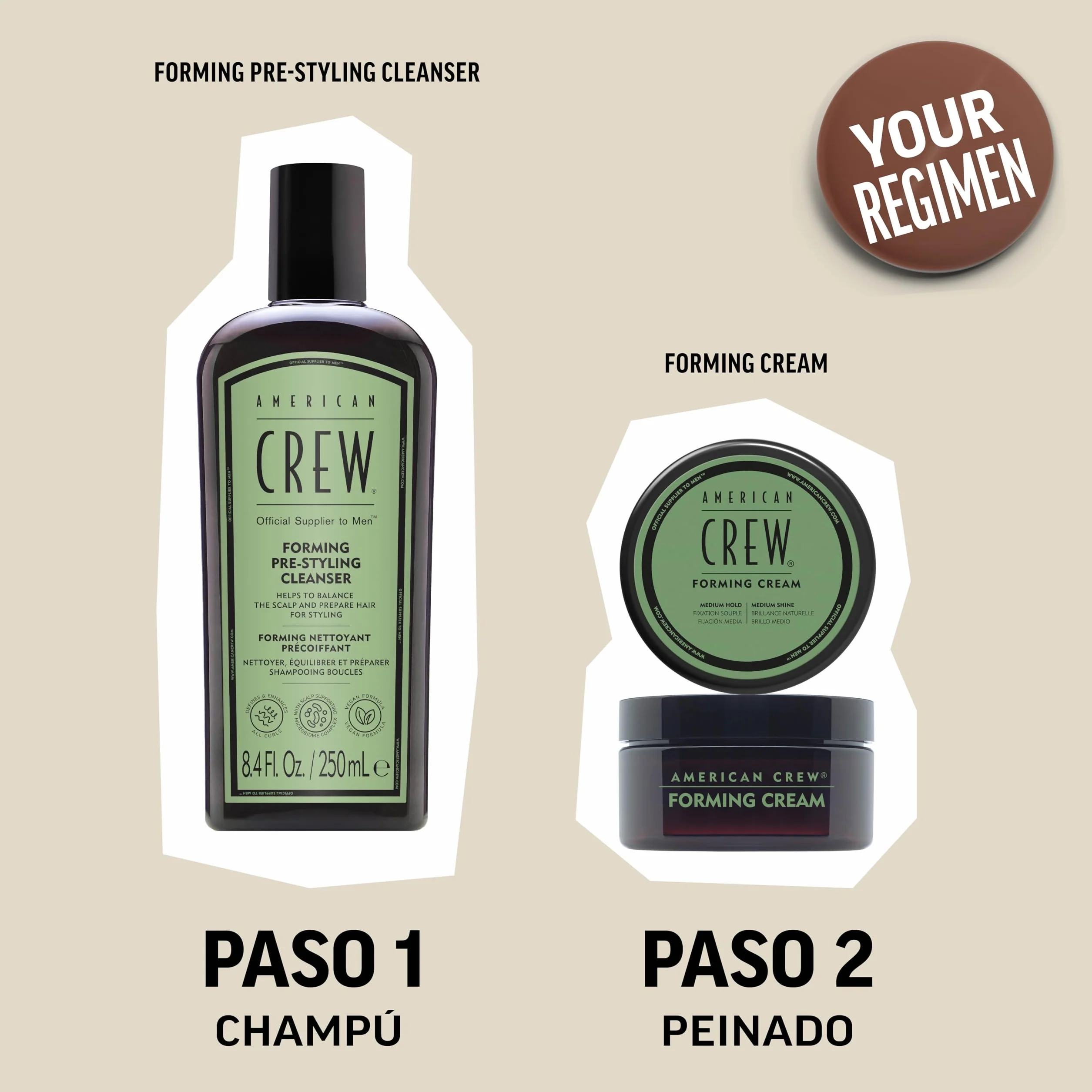 American Crew Forming Cream Cera para el Pelo Fijación Brillo Medio 85 g Paquete de 2
