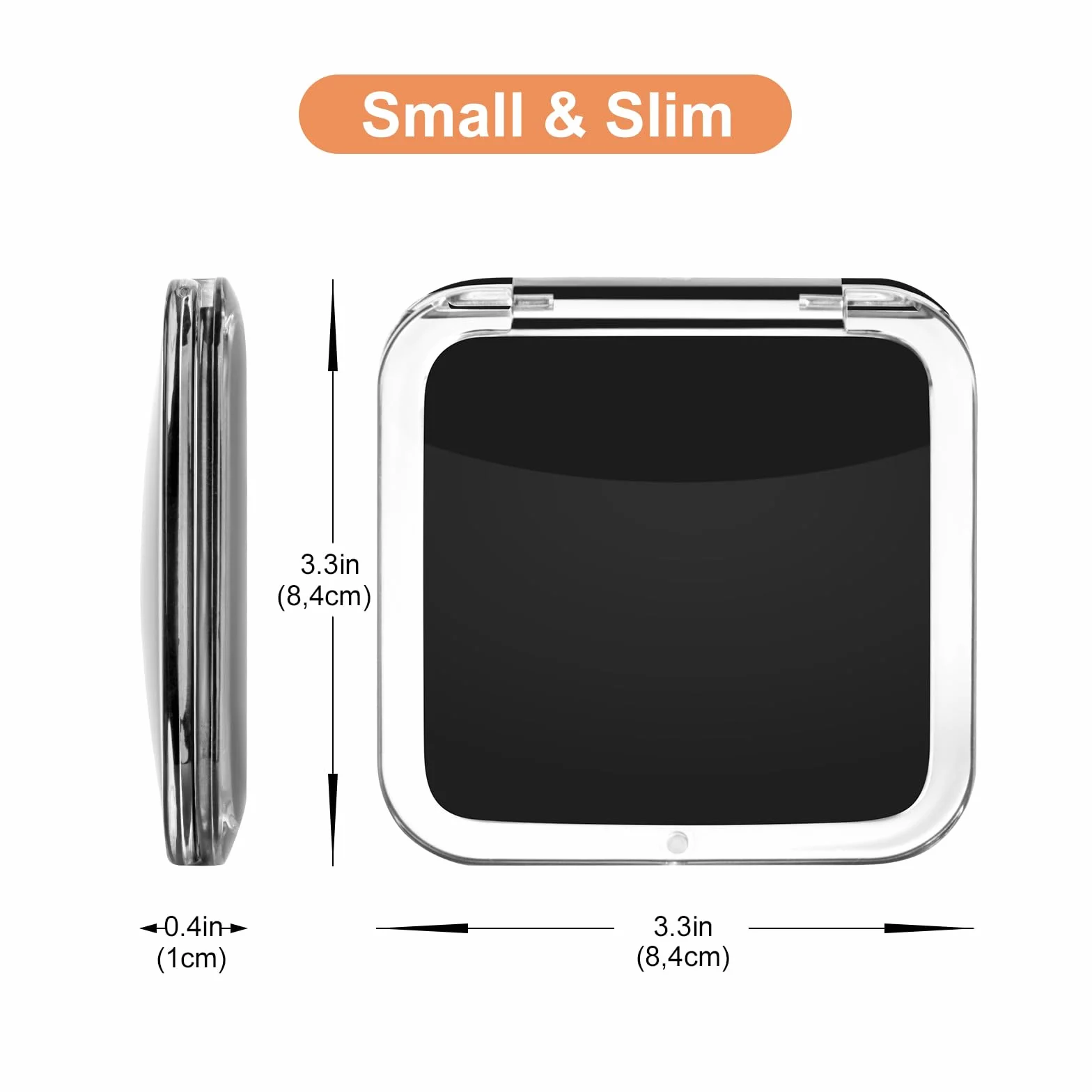 SANTOO Espejo de Maquillaje Compacto 15X Aumento, Espejo de Bolsillo Plegable 2 Caras, Cuadrado 8,4cm para Viajes