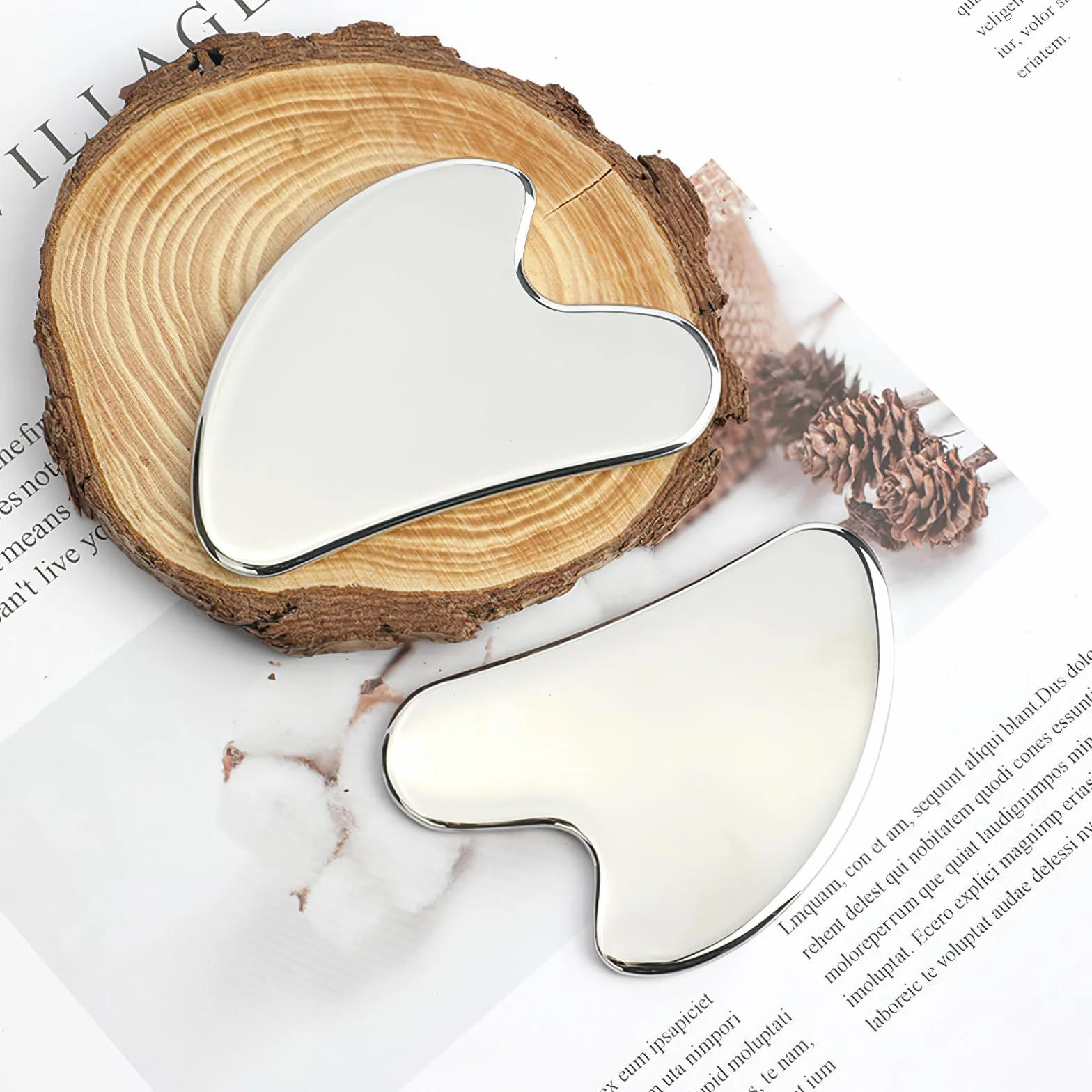Gua Sha Acero Inoxidable, Herramienta GuaSha Facial, Rascador de Masaje para Drenaje Linfático
