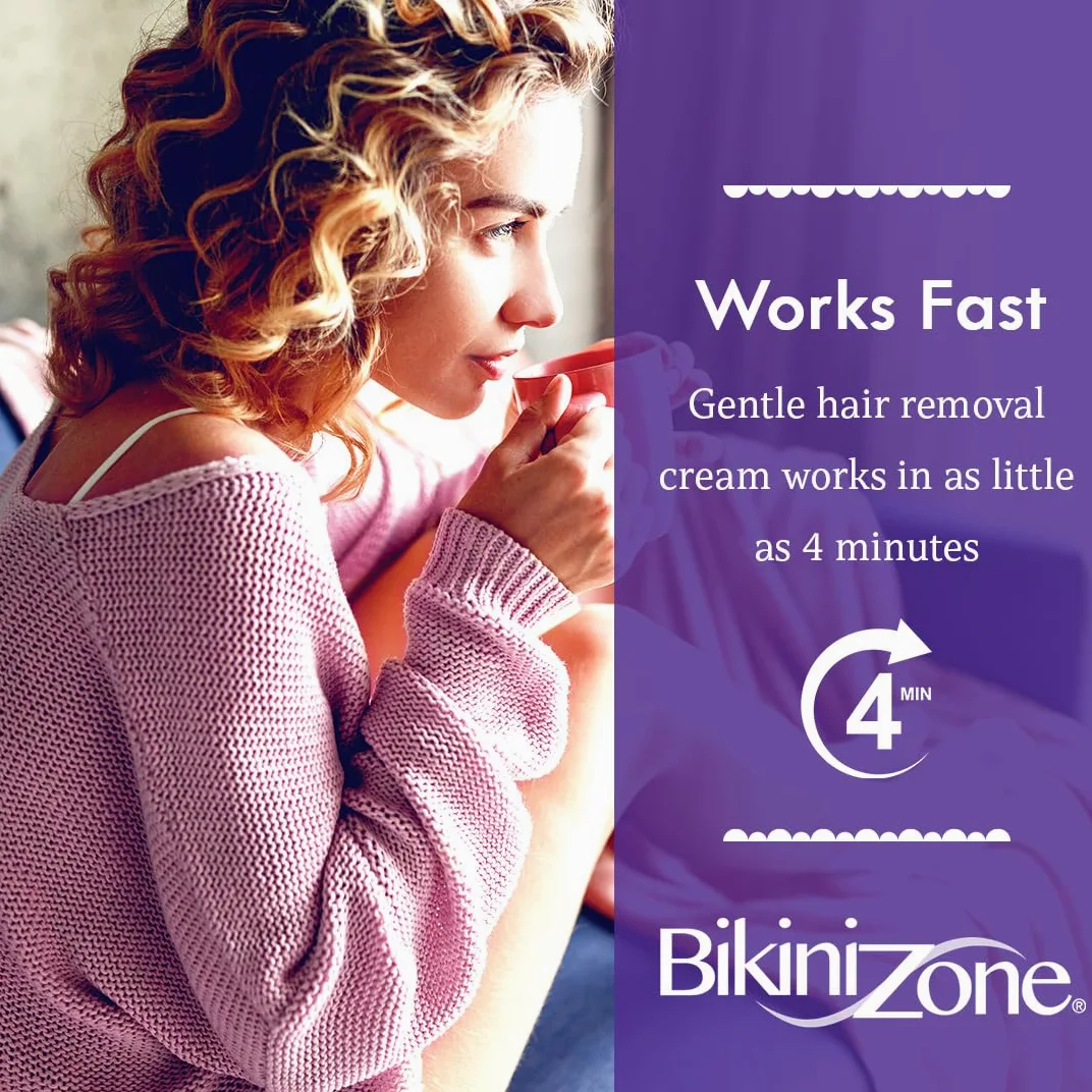 Bikini Zone Bikini Creme Hair Remover, Green Tea Fortified, Packaging May Vary, 2-ounces (Pack of 3) by Bikini Zone