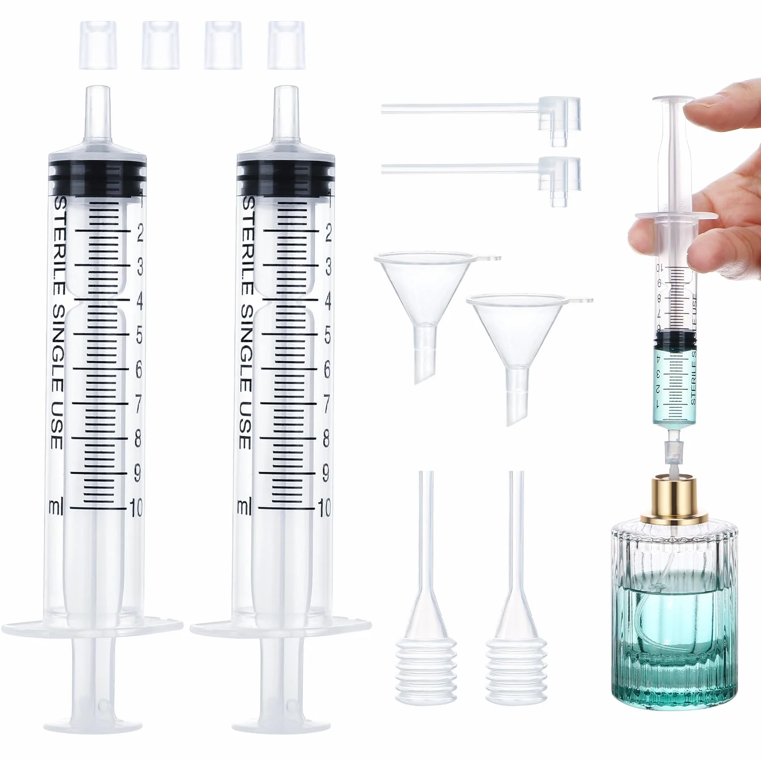 Segbeauty Bomba Dispensadora de Perfume 10ml Jeringa de Plastico Embudo Transparente Pipetas Herramienta de Transferencia