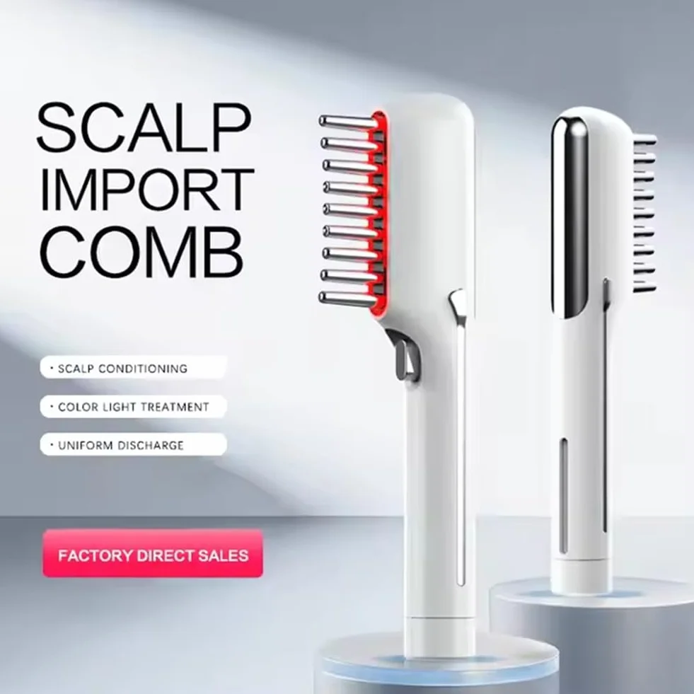Peine eléctrico de masaje para crecimiento del cabello con micro-corriente, luz roja LED, cepillo para cuero cabelludo