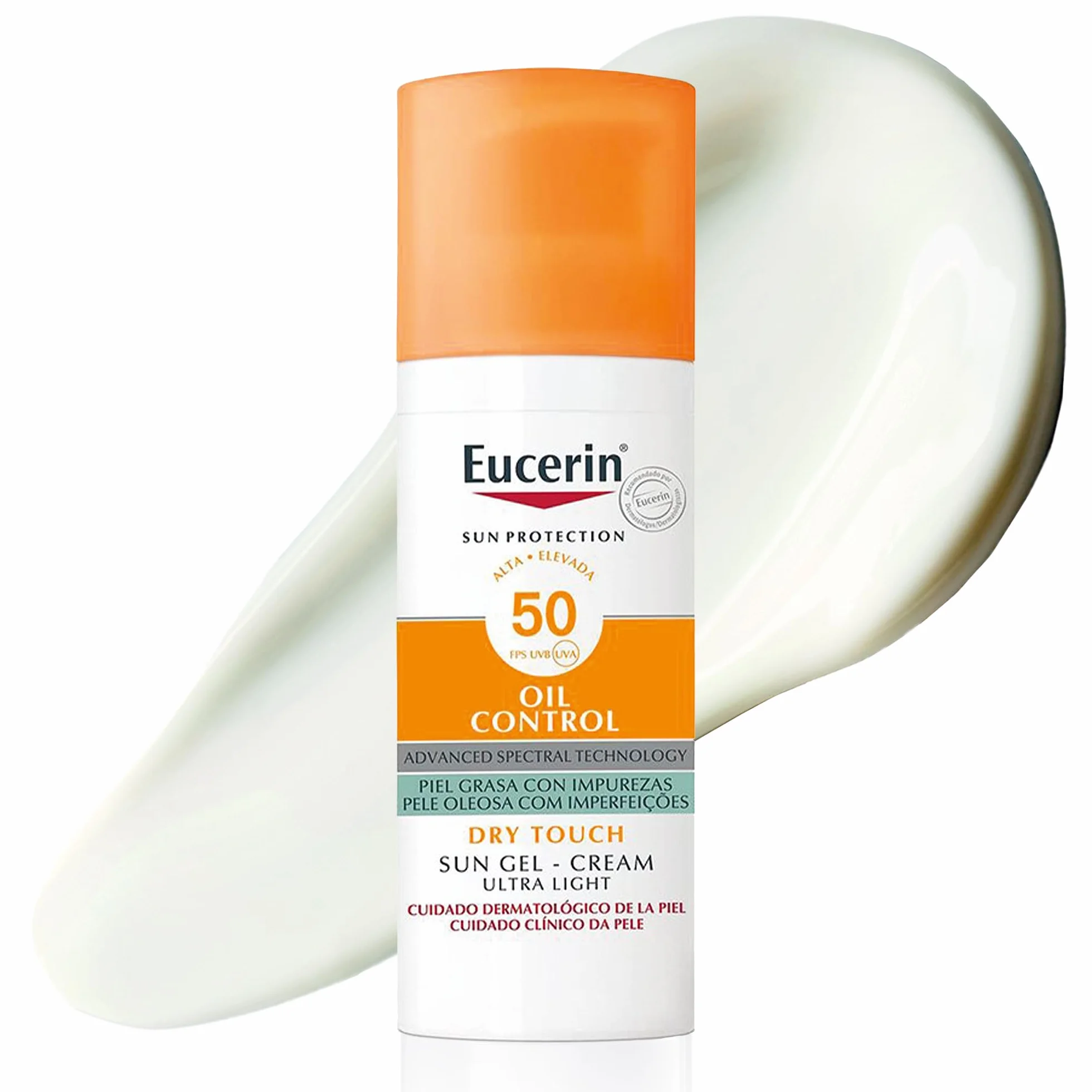 Eucerin Sun Gel Crema Oil Control Dry Touch FPS 50+ 50 ml protección solar facial UVA/UVB para piel grasa