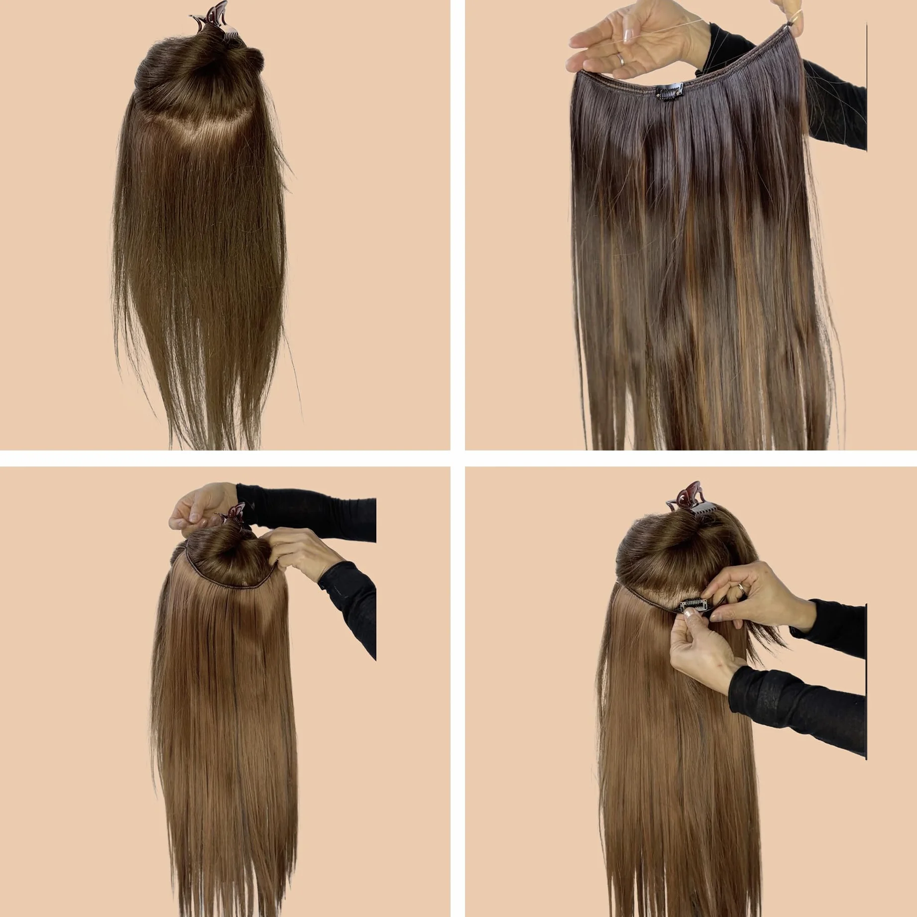 CAISHA 50cm Trama Extensión Cabello Liso Resistente Calor Mezcla Marrón E106