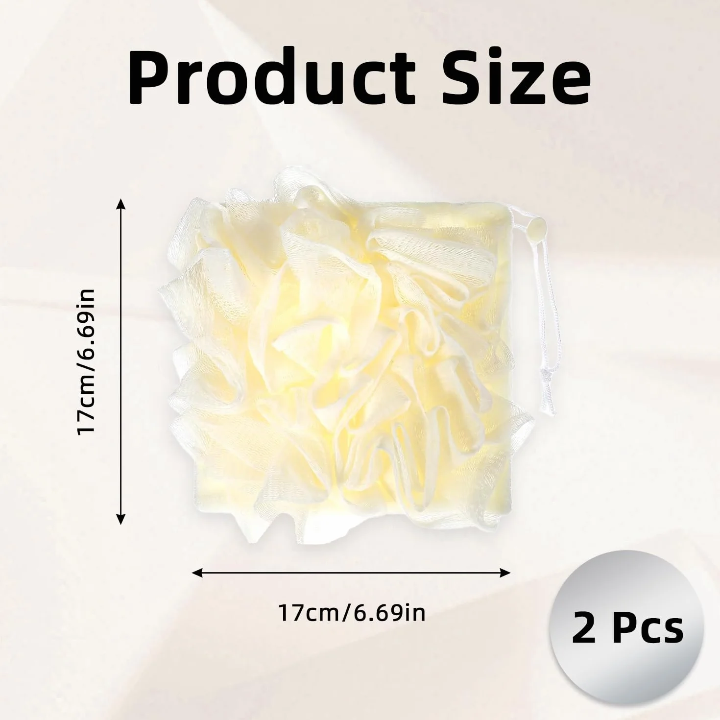 Esponja de baño 2-en-1 con bolsa para jabón, exfoliante corporal, cordón ajustable, lavable a máquina, amarillo