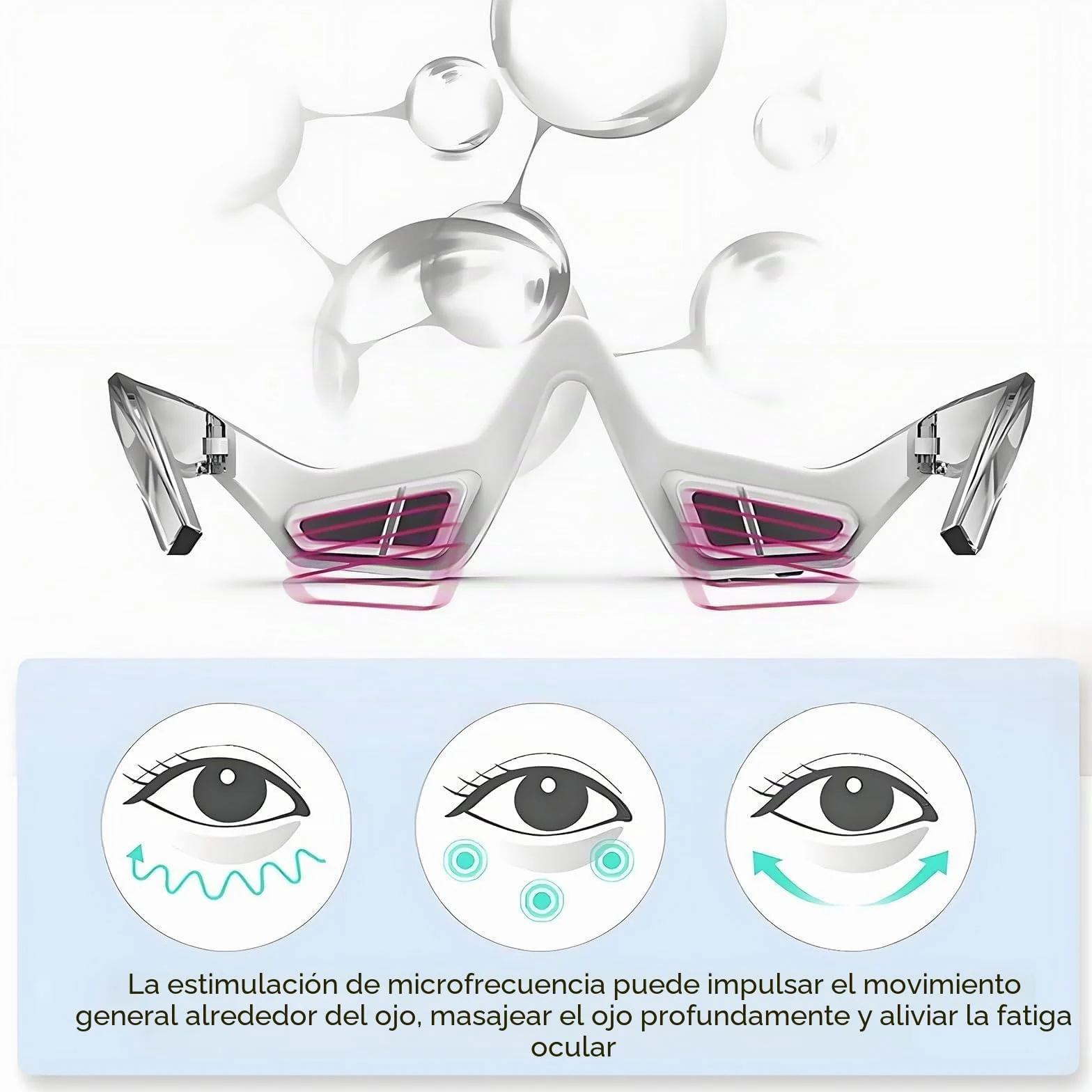 Gafas de terapia con luz roja, dispositivo de belleza de microcorriente, reduce ojeras, hinchazón y arrugas, cuidado debajo de los ojos para relajarse y renovar