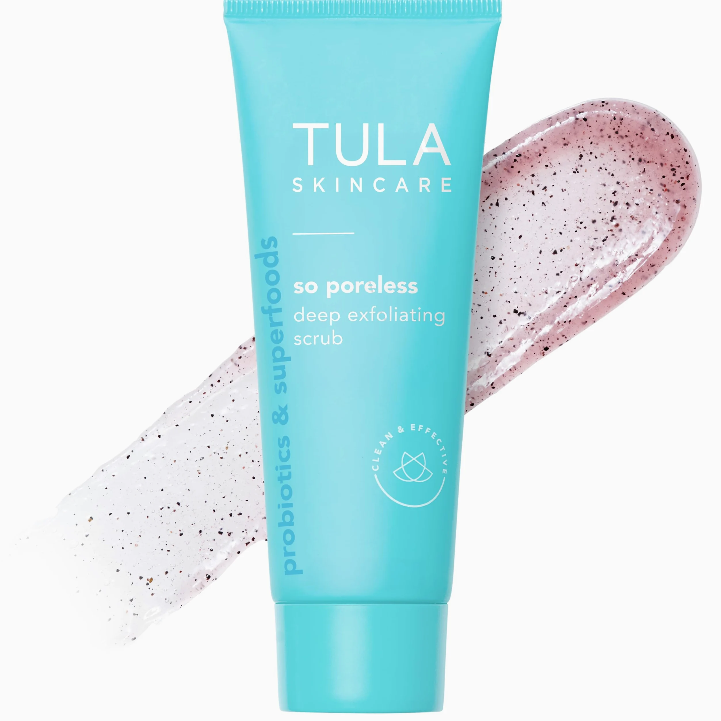 TULA Probiotic Skin Care So Poless Exfoliante para puntos negros, potente y suave, refrescante y suavizante, contiene probióticos, arena volcánica, sal rosa y hamamelis | 82 g