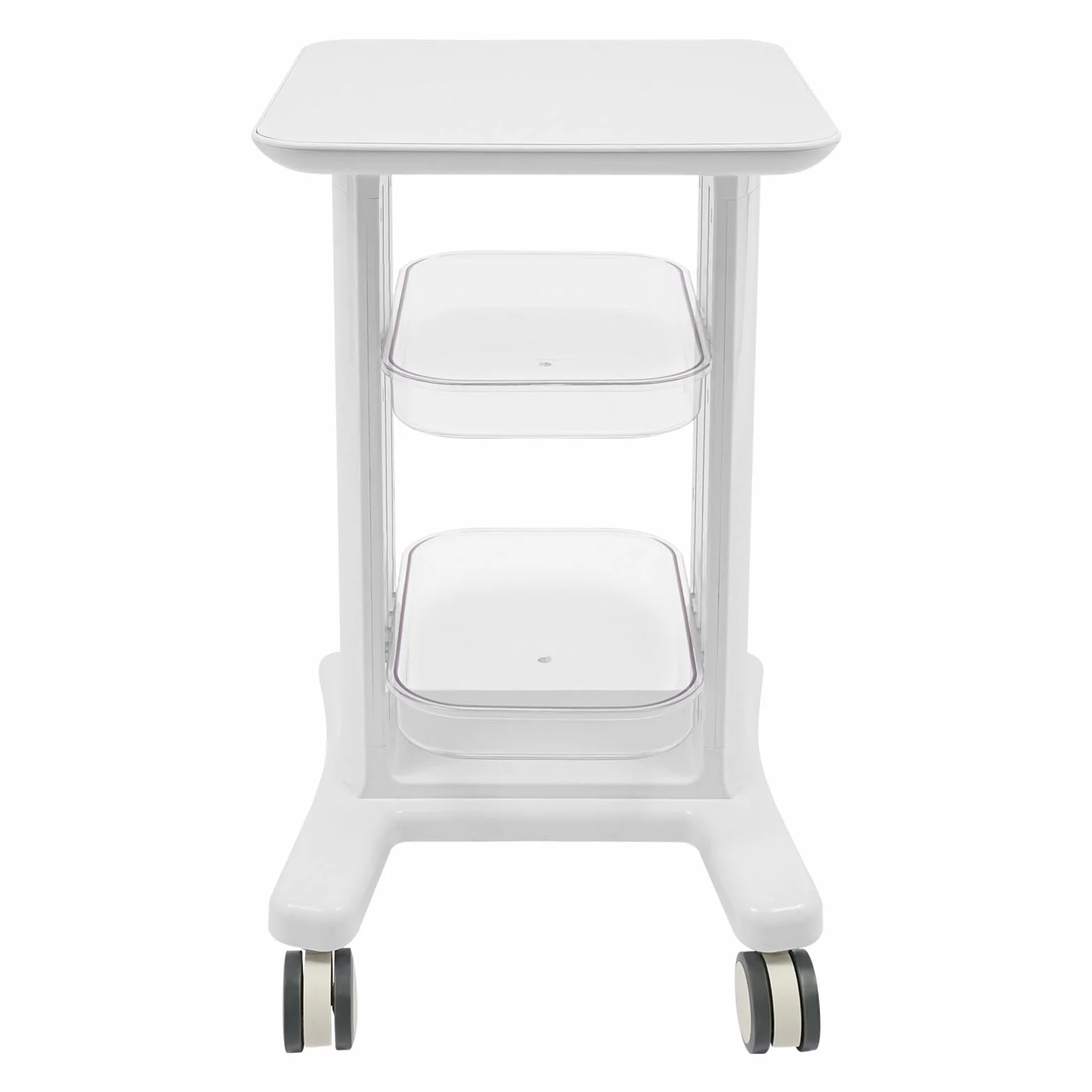 Beauty Salon - Carrito médico con 2 compartimentos y 4 ruedas universales, carrito de cosméticos, carrito de instrumentos para laboratorio, clínica, salón de belleza, color blanco