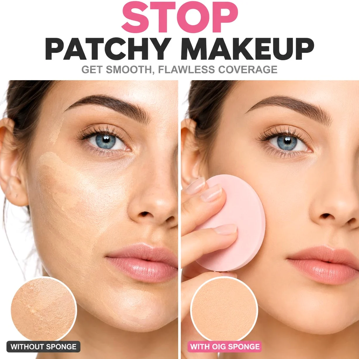 Blender Esponjas de maquillaje para belleza – Mezcla sin látex para cobertura completa en polvo, crema, cosméticos líquidos, de larga duración, desechables aplicadores de espuma – Paquete de 12