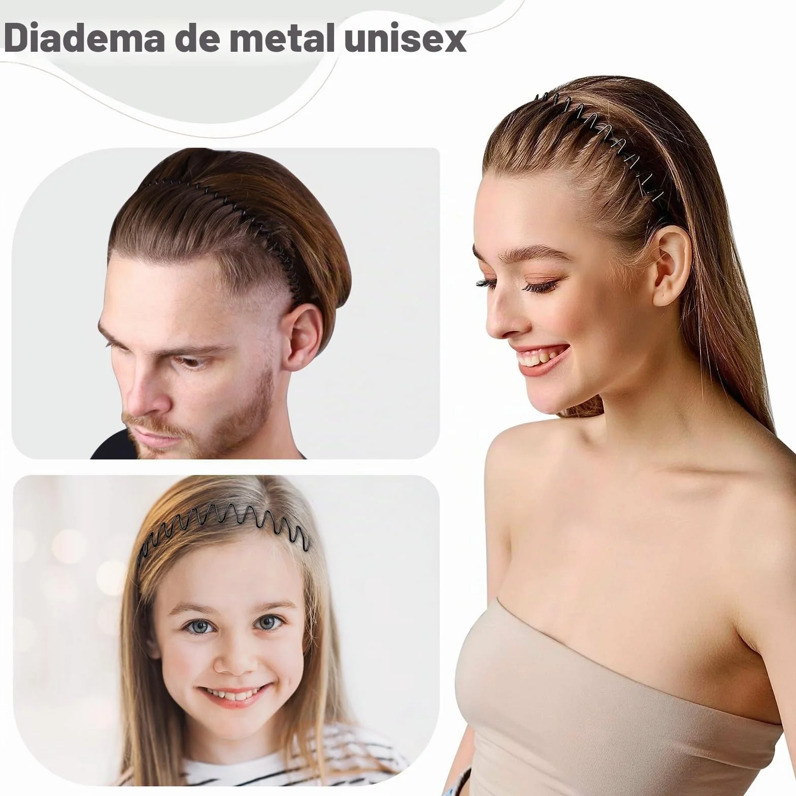 Oderra 4x Diadema Mujer Hombre Unisexo Banda Pelo Ondulado Deportes