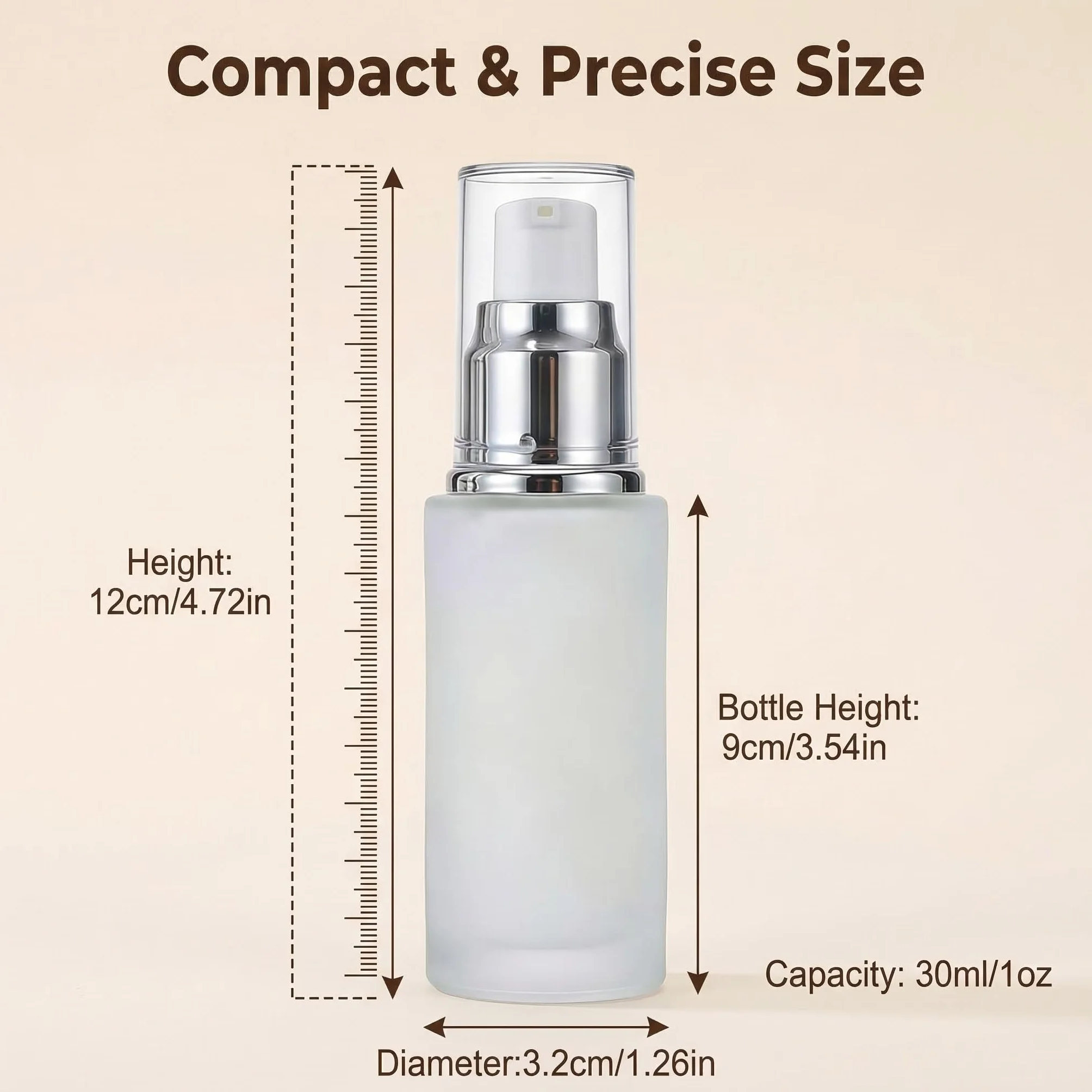Botellas recargables de vidrio mate 30 ml para cosméticos de viaje a prueba de fugas
