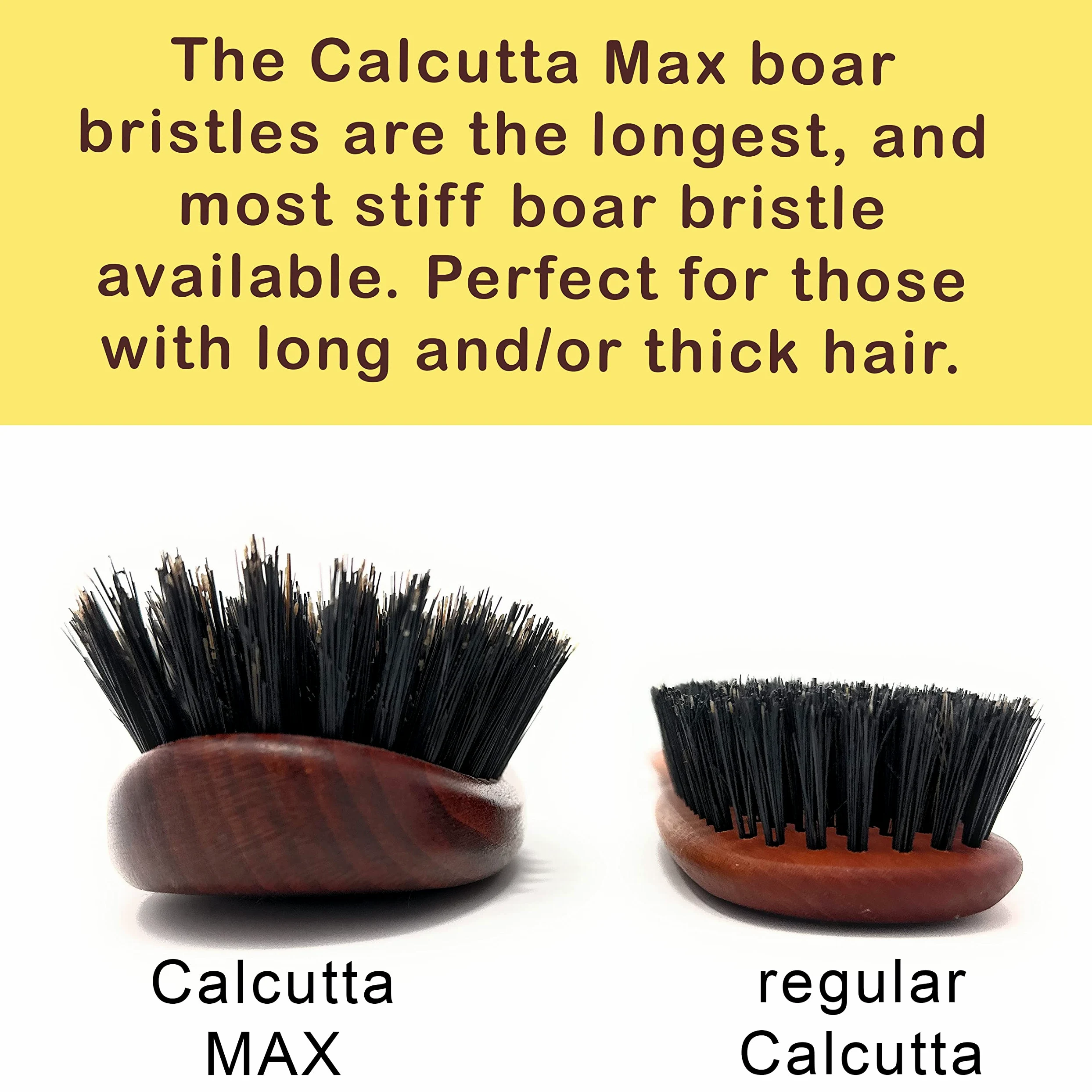 Calcutta Max Soft - Cepillo de pelo de cerdas de jabalí 100 % puro, extra largo, suave, el mejor cepillo de pelo natural para mujer, cepillo fino a mediano, mango de madera de arce oscuro, fabricado
