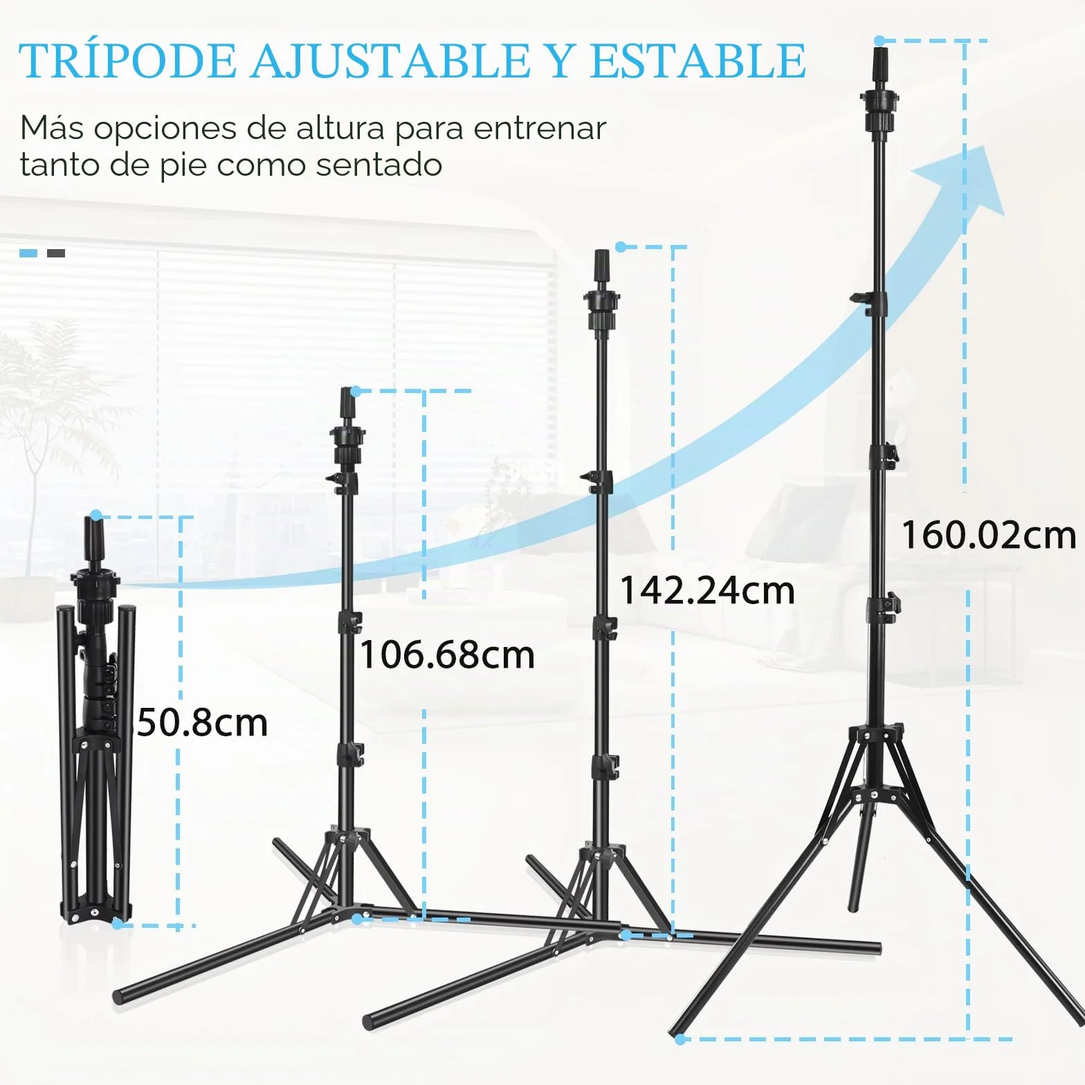 Soporte Para Pelucas Y Cabezas De Maniquí Con Bolsa De Transporte, Trípode Ajustable 50-160cm, Negro