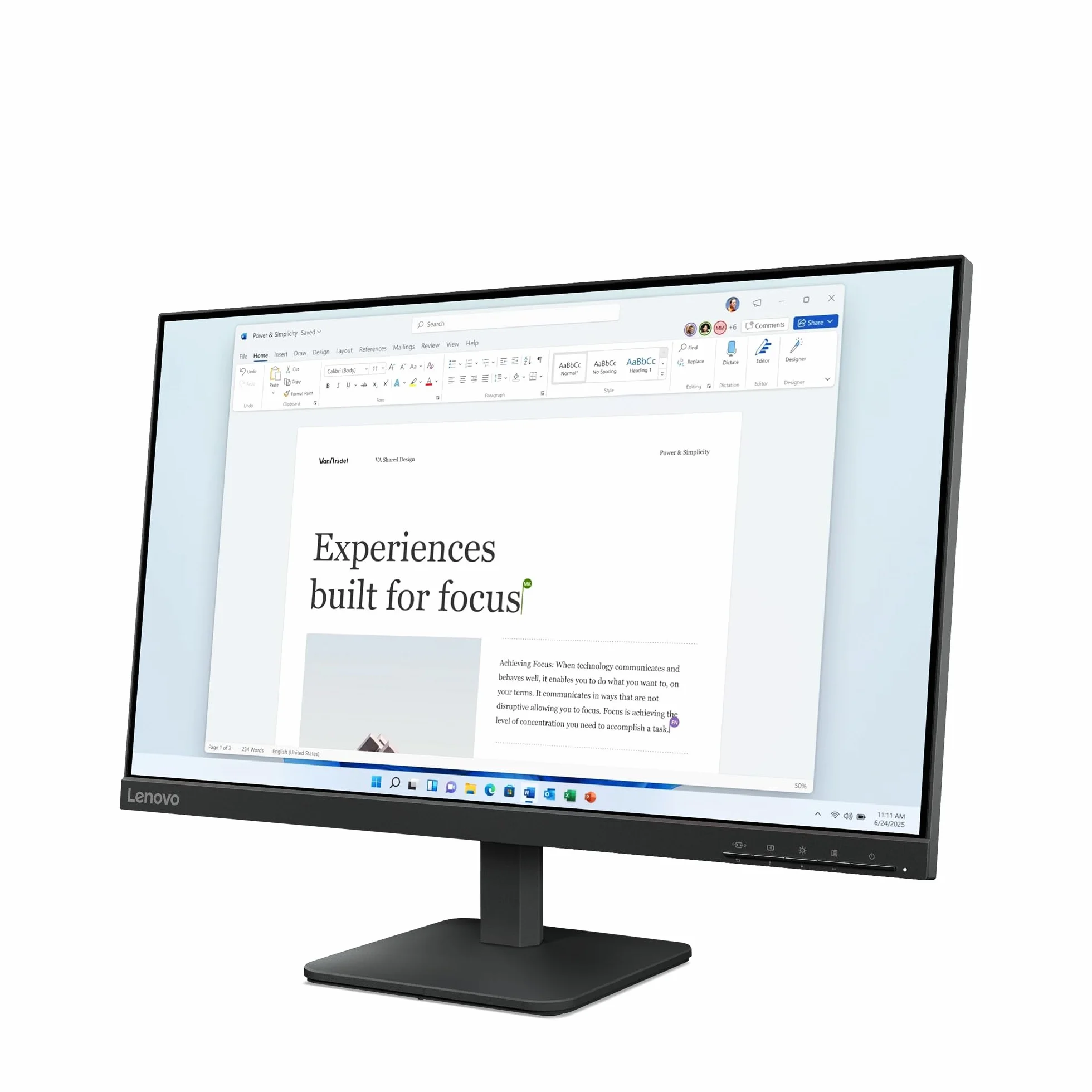 Lenovo L24-4e Monitor FHD 23.8" IPS 1920x1080 48-100Hz 4ms HDMI VGA VESA 100x100mm Inclinación Negro