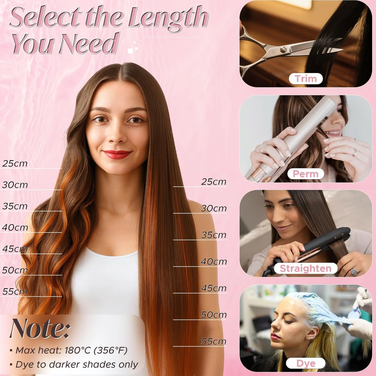Extensiones de Pelo Natural Clip 25cm Liso Hair Extensions Human Hair #02 Marrón Oscuro 31g 6 Piezas