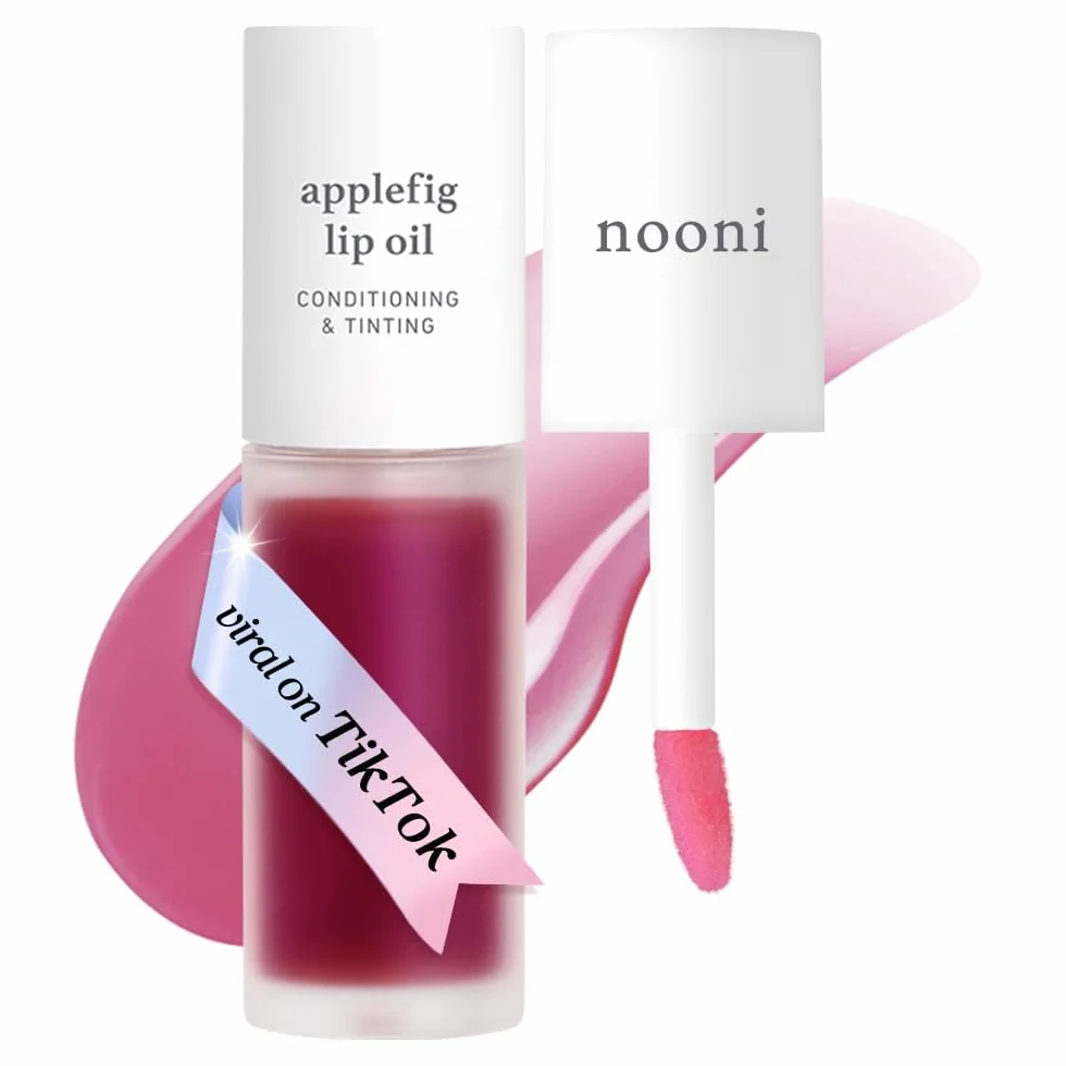 NOONI Aceite de labios coreano vegano de manzana, larga duración, hidratante, impermeable