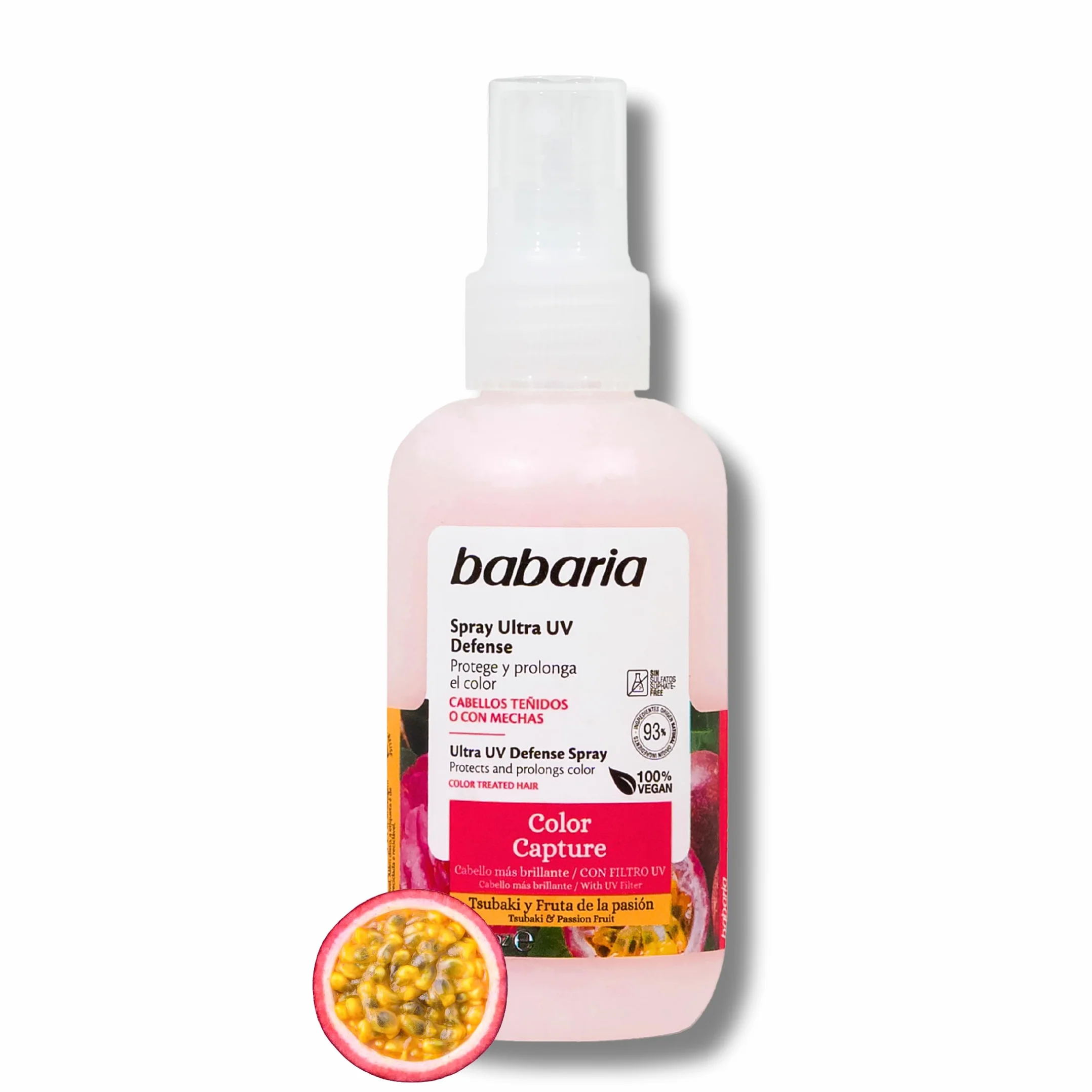 Babaria Spray Ultra UV Defense 150 ml Ochrona Koloru Tsubaki Fruta de la Pasión Włosy Farbowane