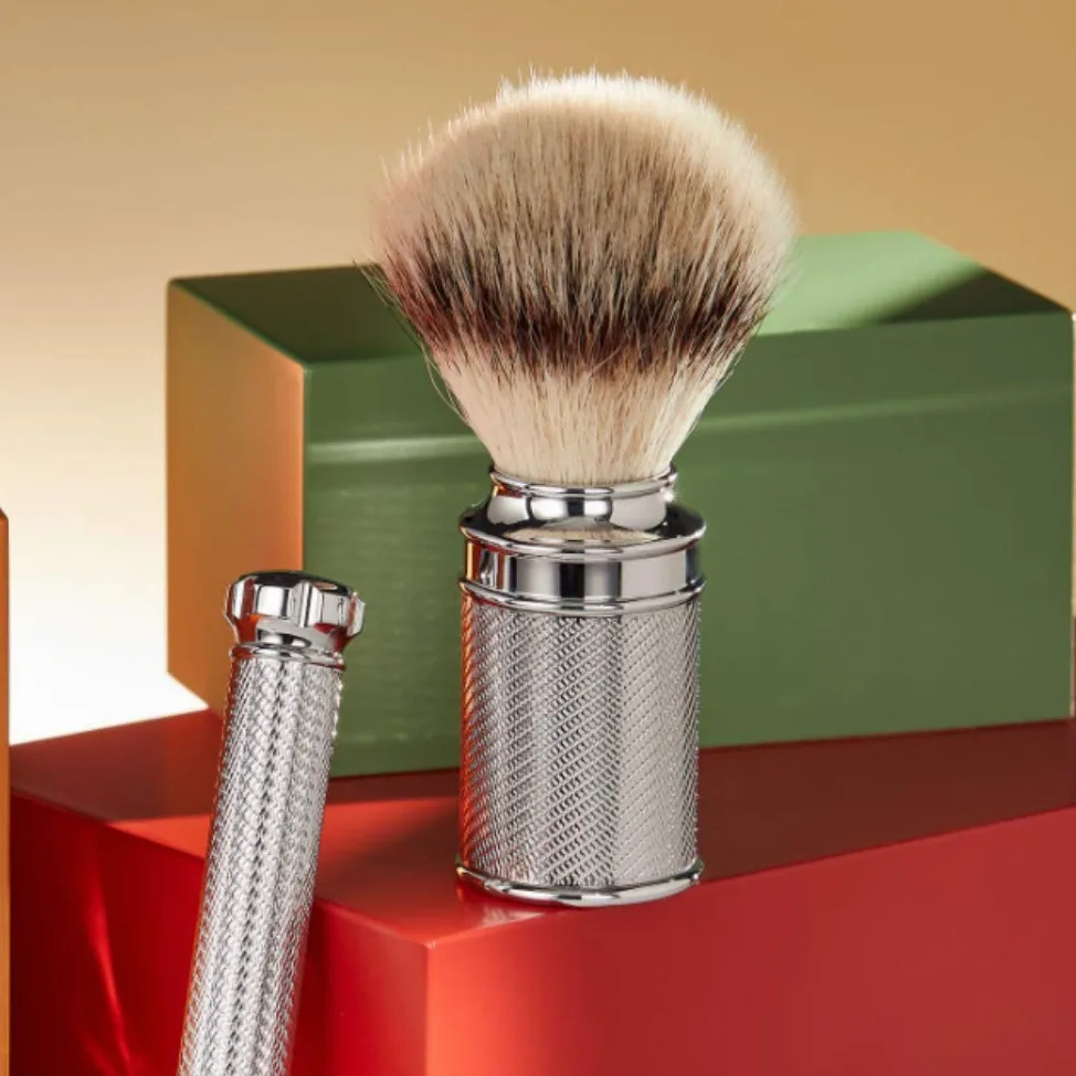 Mhle Classic Shaving Brush, Silver Tip Badger Hair, Handle Engraved Chrome by MHLE