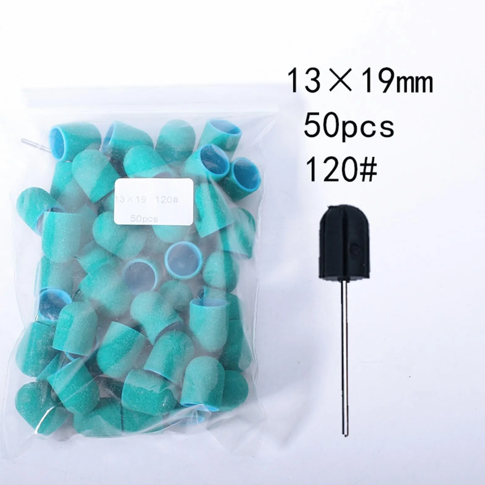 Lijas para Uñas 50 Uds tapas verdes broca de goma for uñas pulido arte giratorio eliminar rebabas herramienta accesorio for manicura pedicura(16x25mm-180)