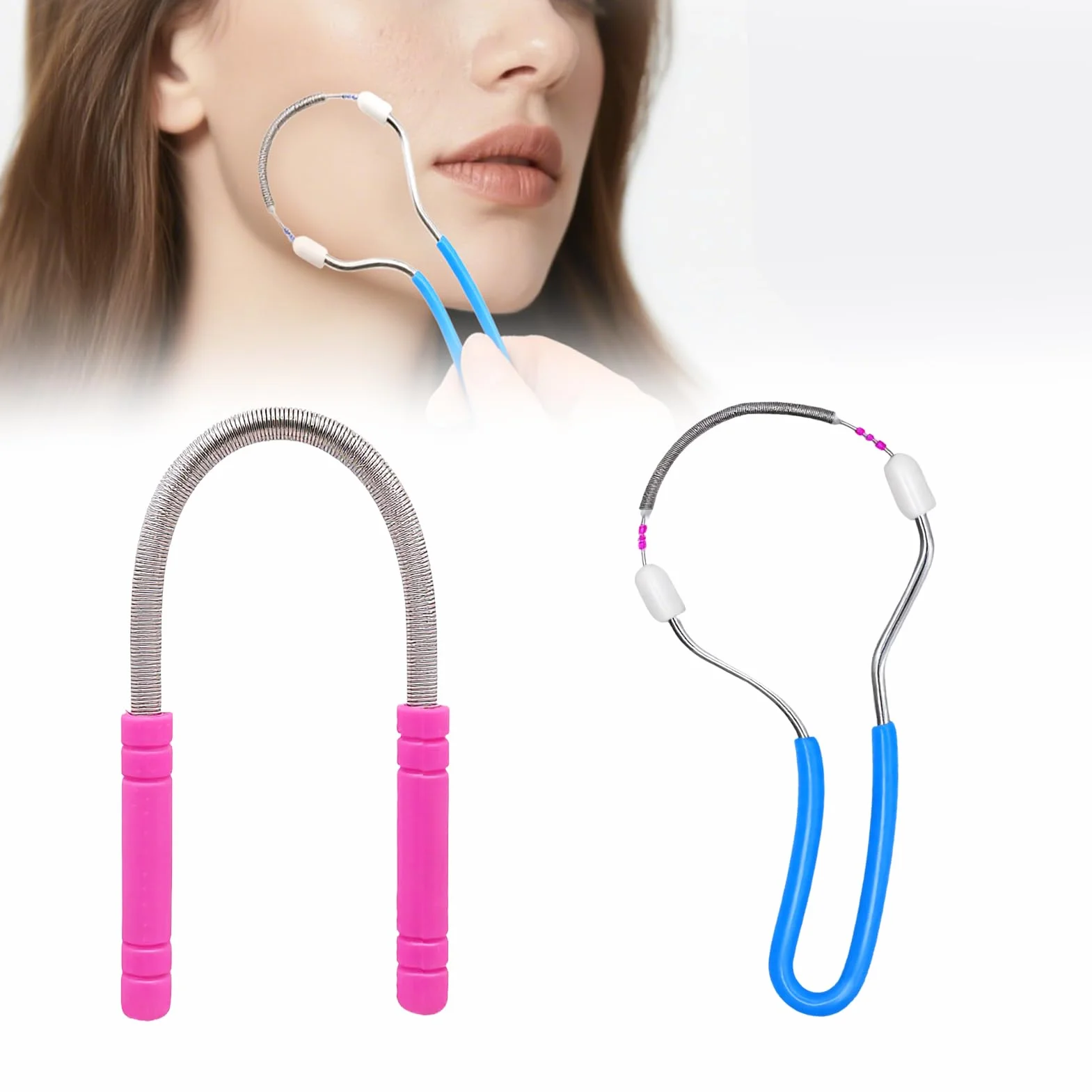Set de 3 Depiladores Faciales Manuales de Muelle – Herramientas de Depilación con Rodillo de Acero Inoxidable para la Eliminación del Vello Facial, Ideal para Barbilla, Mejillas y Labios