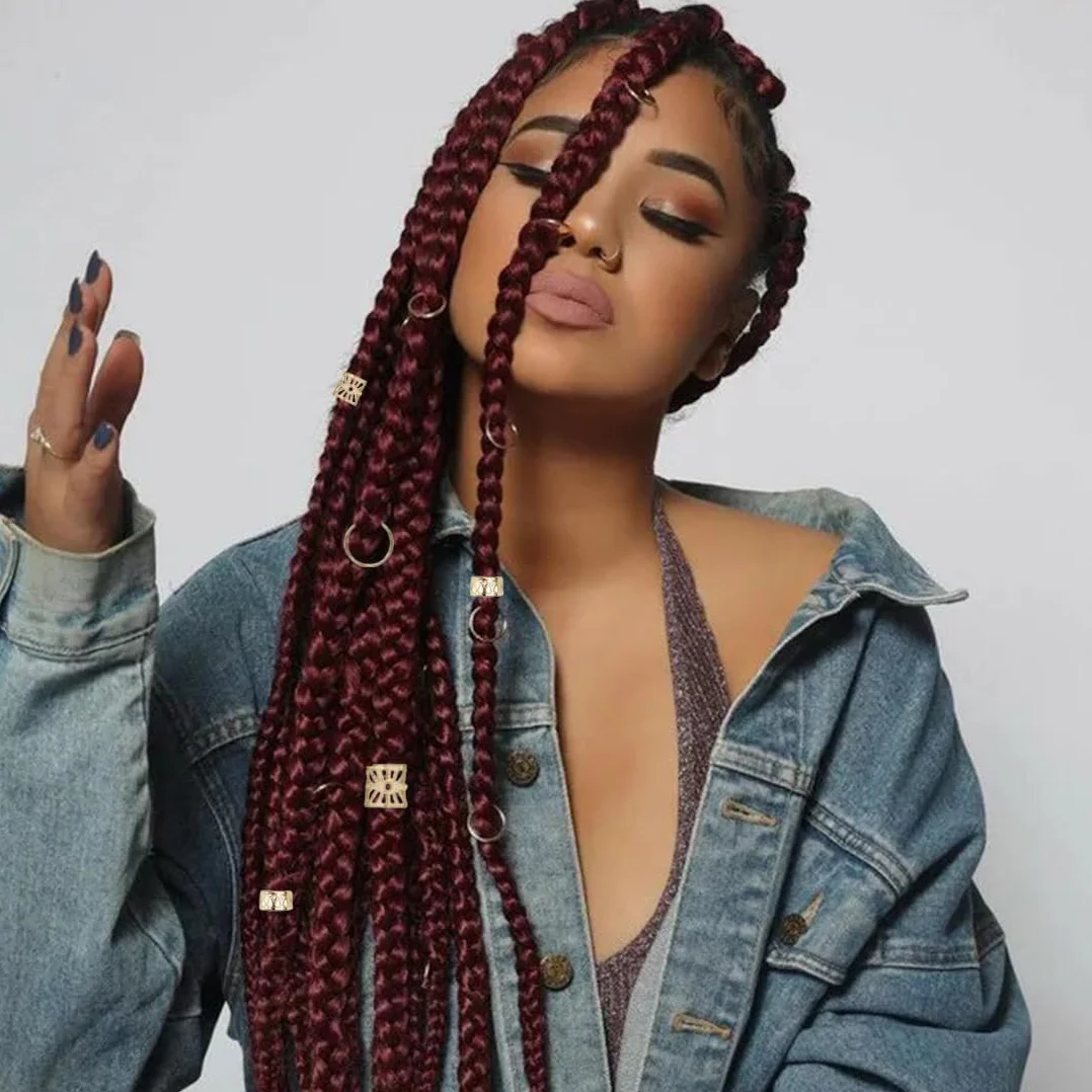Accesorios para Rastas Cabello: 80 Piezas Trenzadas Metal Anillos Puños