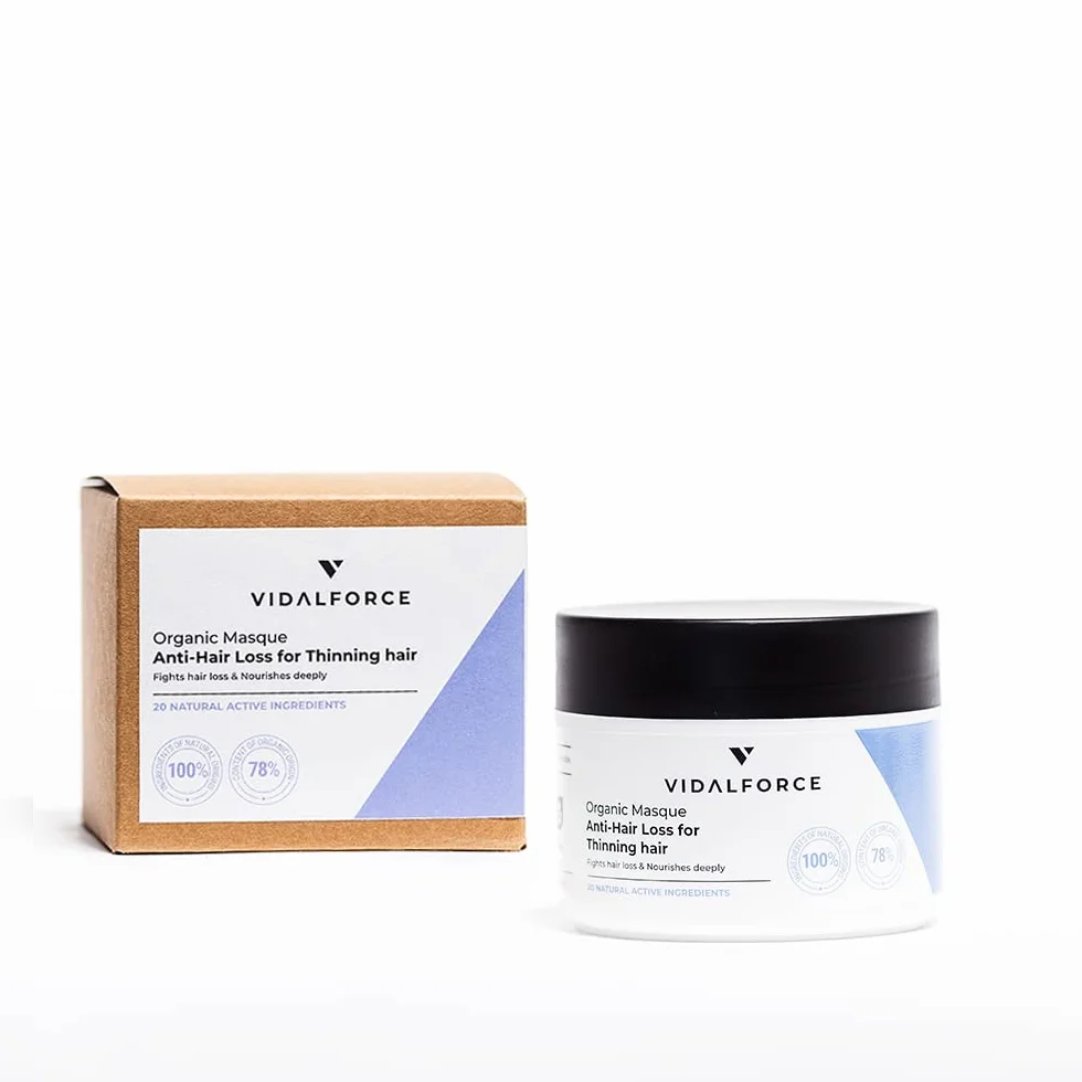 VidalForce Mascarilla Anticaida Cabellos Finos sin Volumen Detox Argán Karite Jojoba Natural 200ml