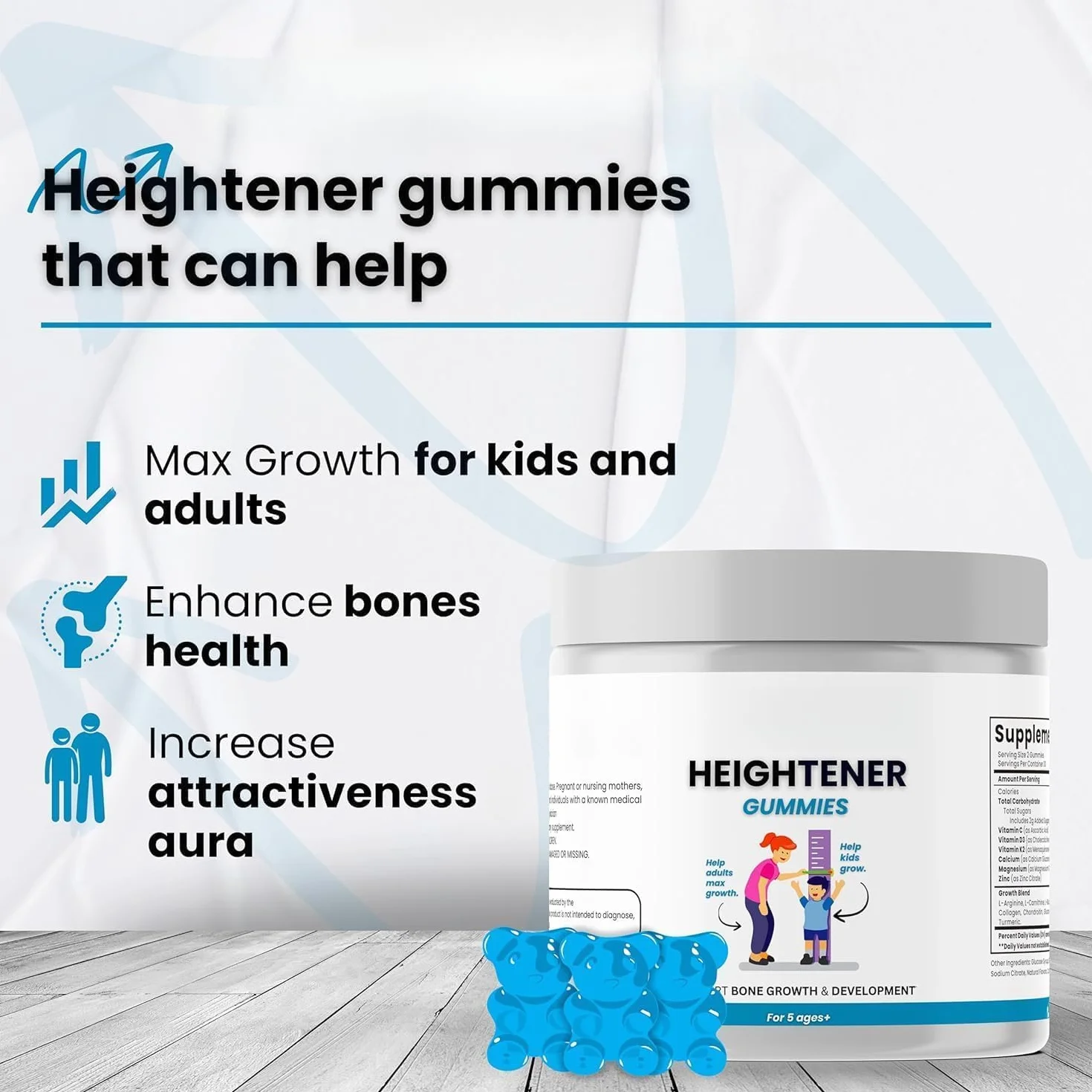 Gomitas para aumentar la altura para adolescentes y adultos