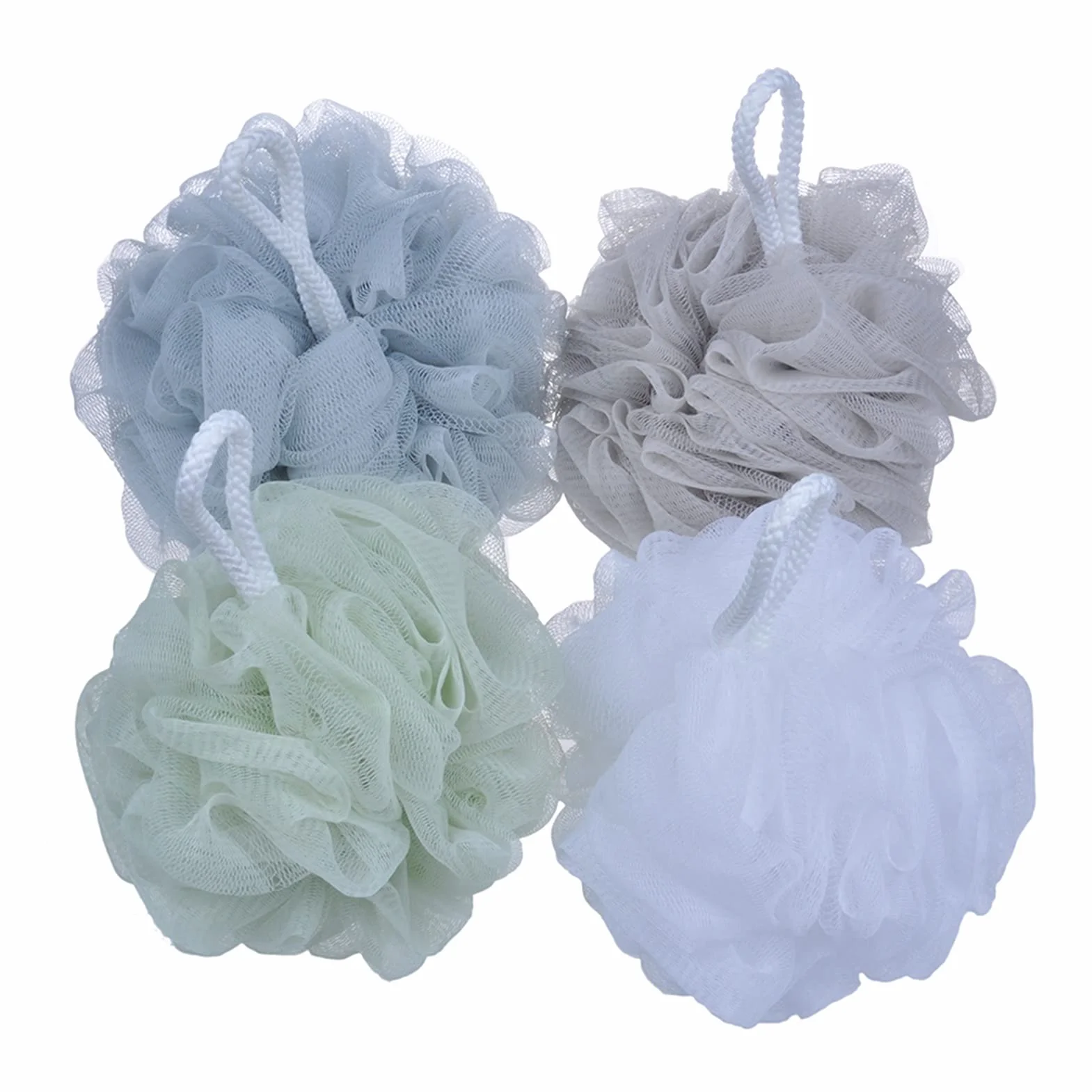 Esponja de Ducha, 4 Uds., cepillos de baño, Burbujas ricas, Bola de baño Grande, Malla de Masaje Exfoliante, esponjas de Ducha, Flor