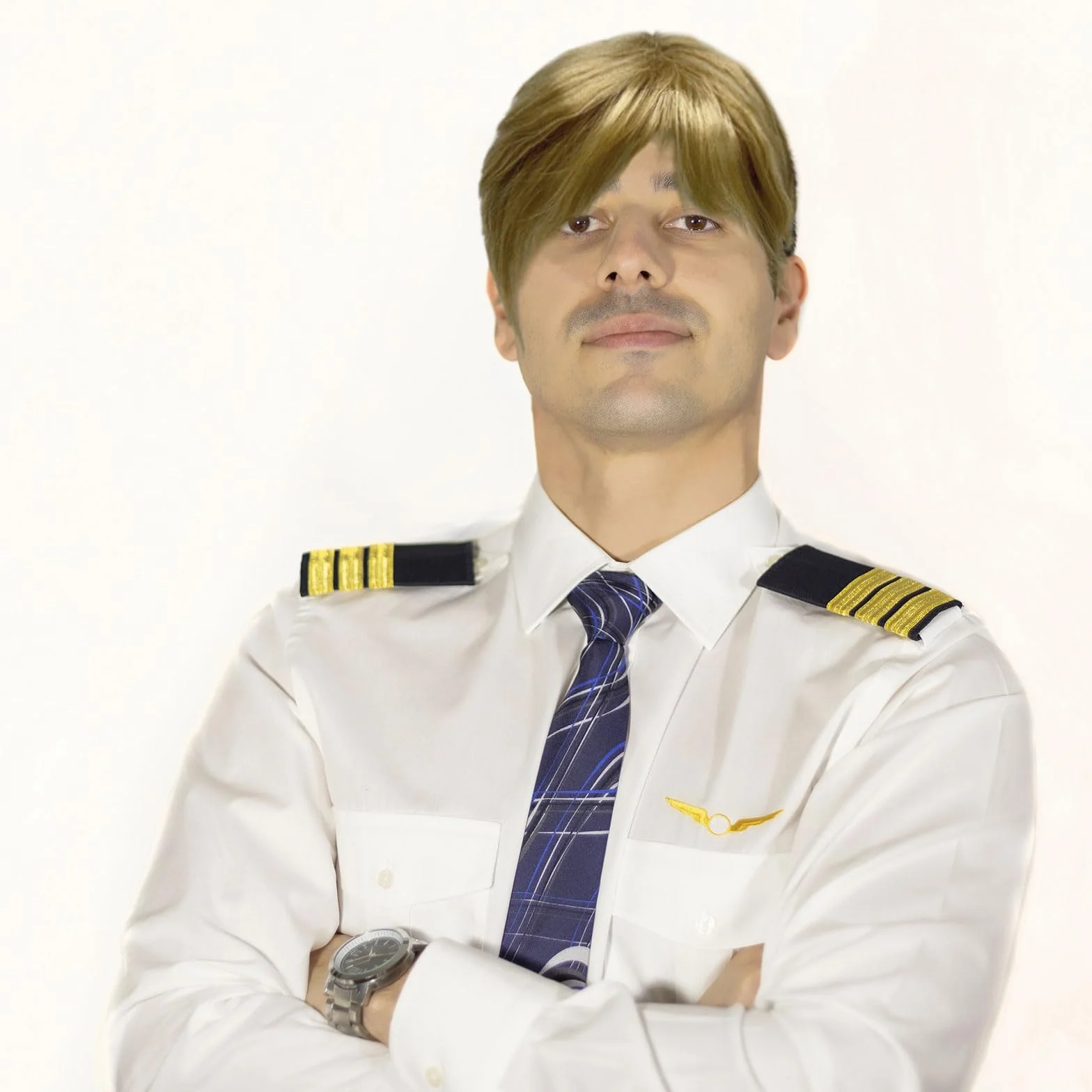 Peluca de Corta Rubio para Hombre Años 60 70 80 Popstar Halloween Cosplay