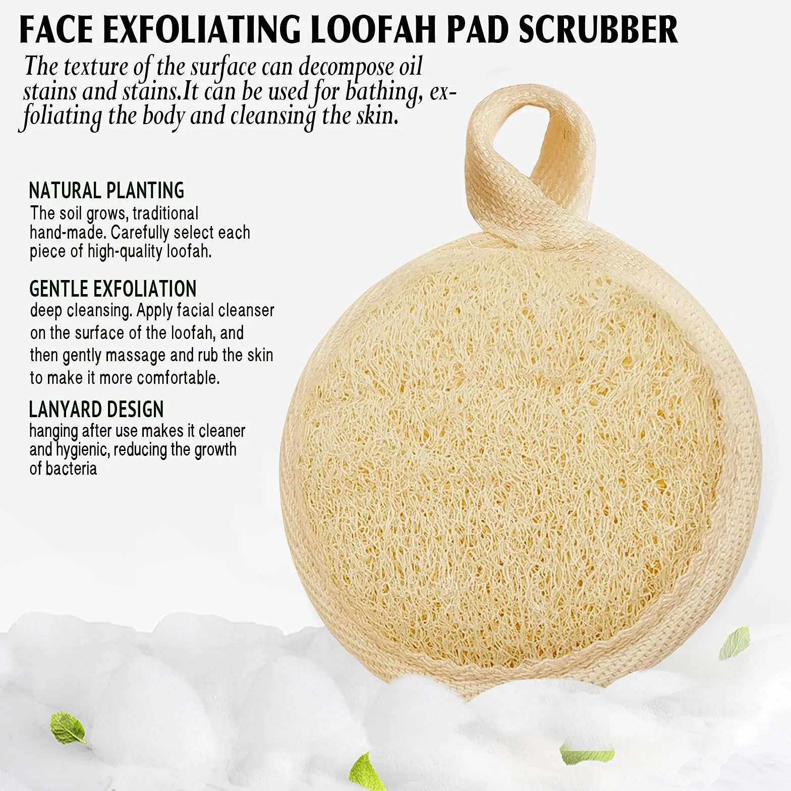 Esponja exfoliante natural de lufa, depurador facial, paquete de 4