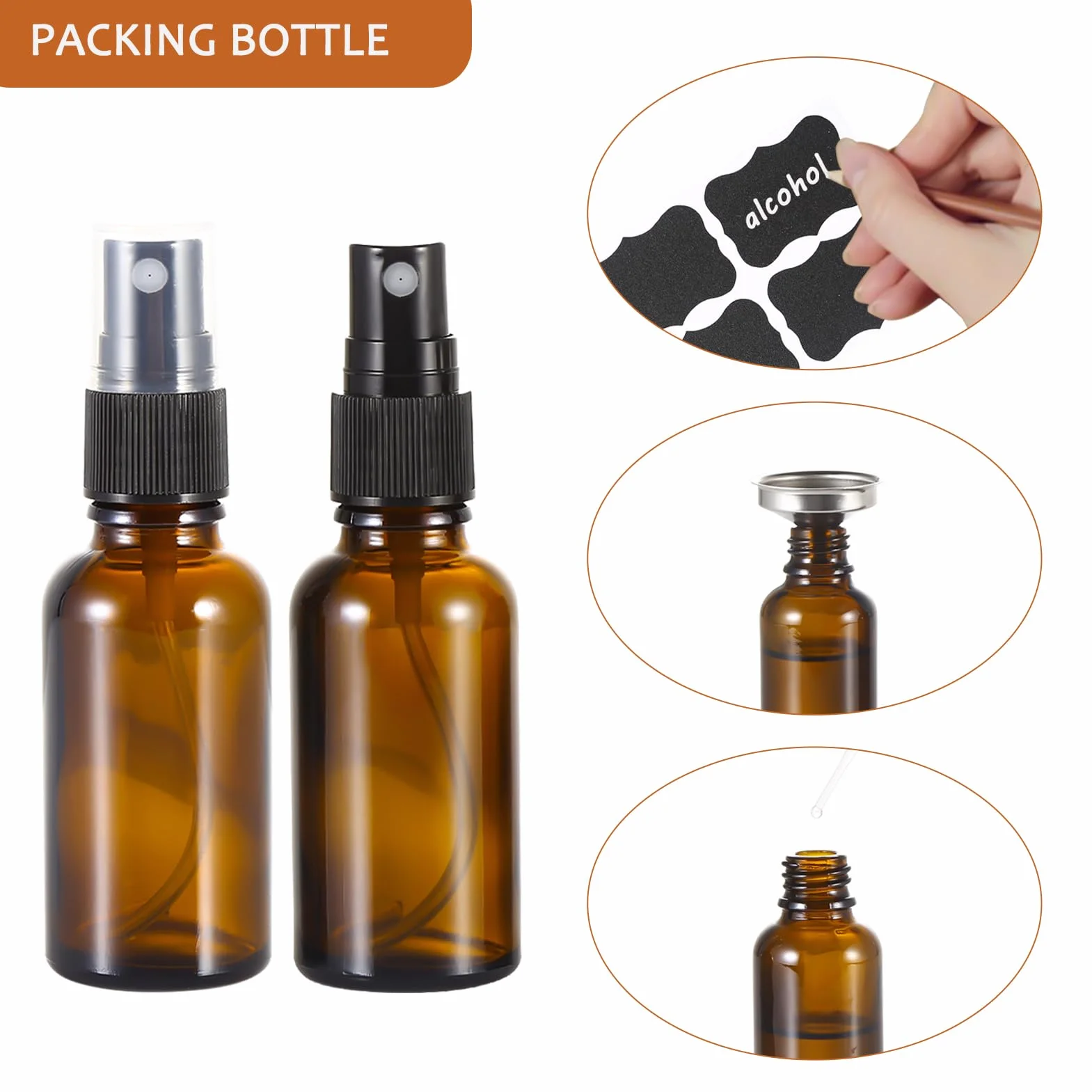 Perfume botellas 30 ml cristal ámbar juego 3