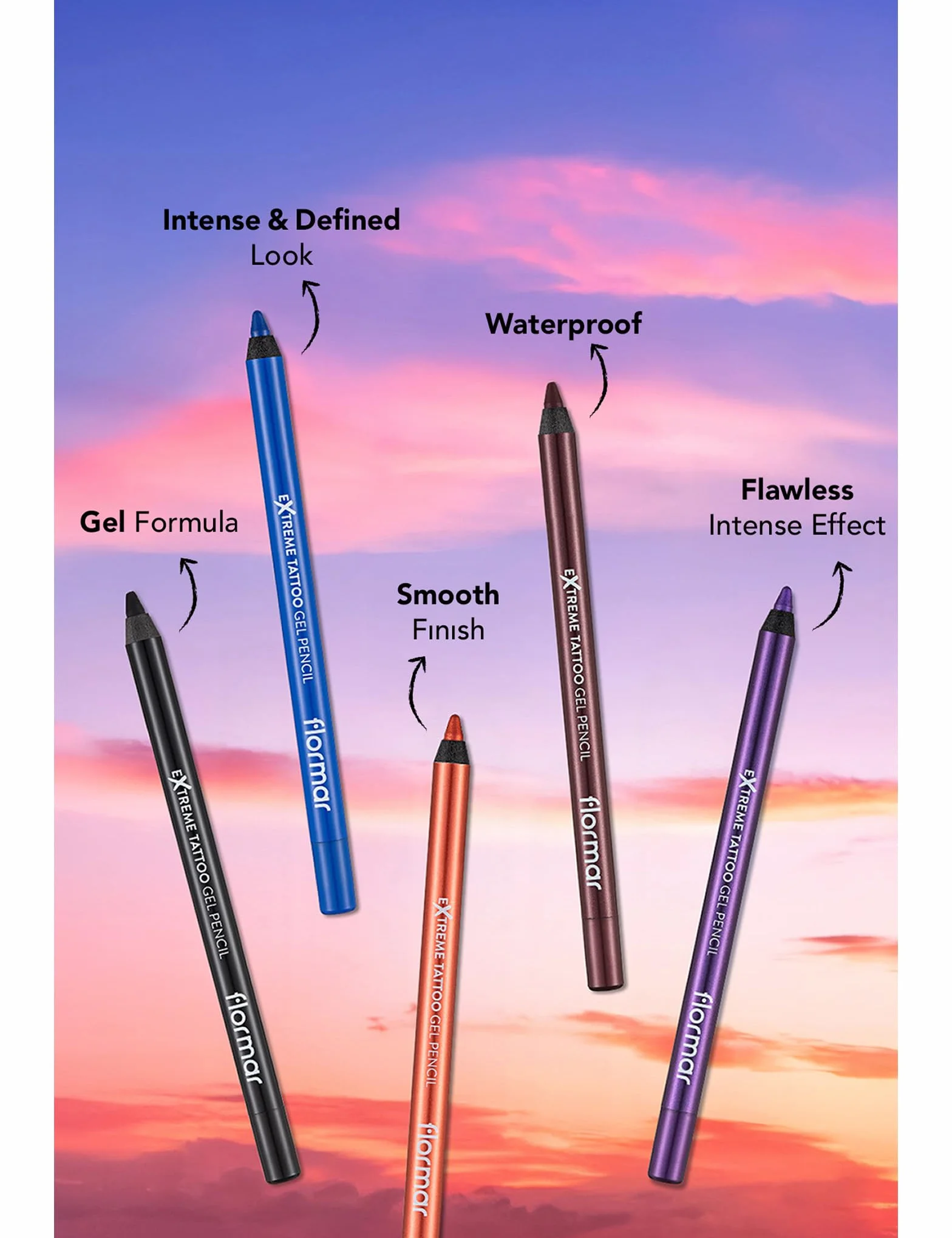 Flormar Extreme Tattoo Gel Pencil 006 Onyx water resistant eyeliner pigmentado larga duración waterproof