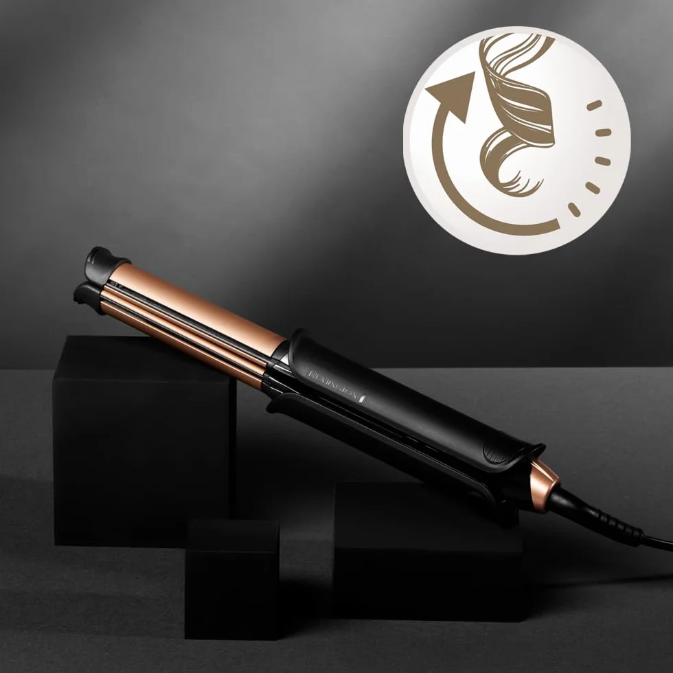 Remington Plancha de pelo y rizador Profesional ONE, 2 en 1, Cerámica y Turmalina Antiestática, placa alisadora de 110 mm, barril rizador de 32 mm, digital, hasta 230ºC, S6077