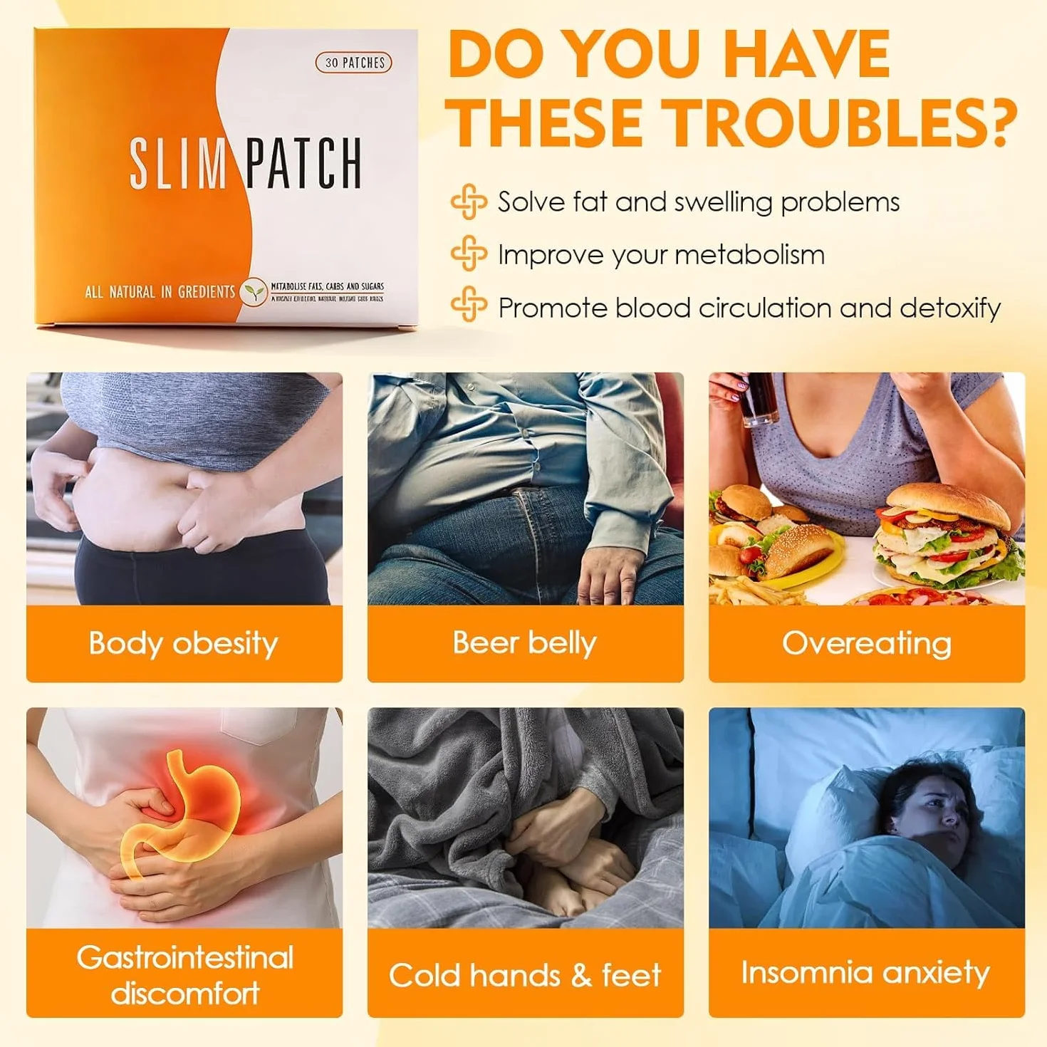Parches Corporales para Abdomen, Cintura y Piernas - Moldeado Natural, Redefinición de Contornos, Uso Diario