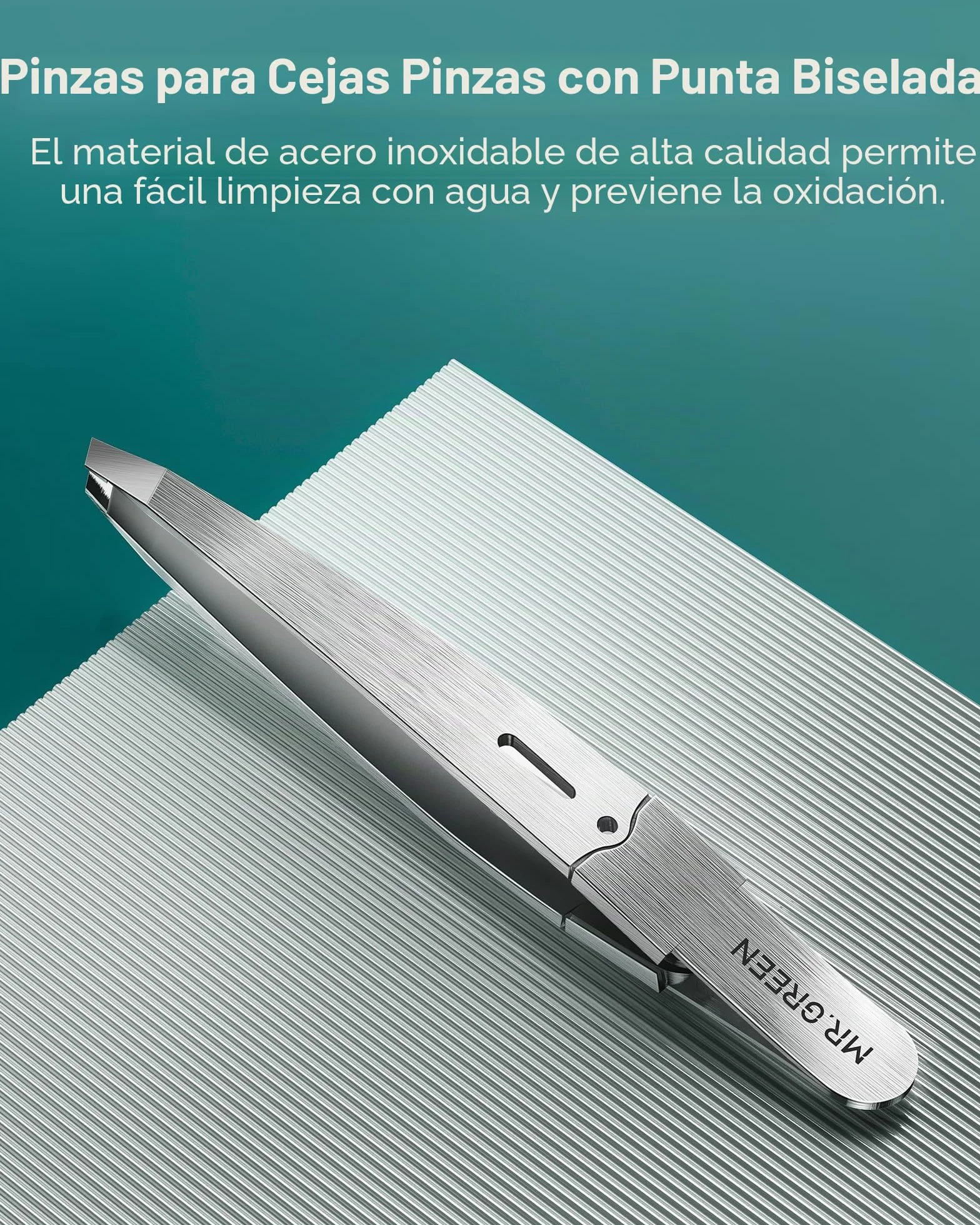 MR.GREEN Pinzas de Depilación Inclinadas de Acero Inoxidable Profesionales de Precisión para Cejas