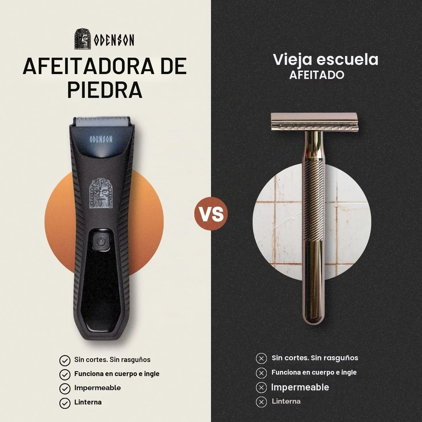 Odenson Cortapelos para barba y cuerpo impermeable inalámbrico recargable hombre afeitadora eléctrica